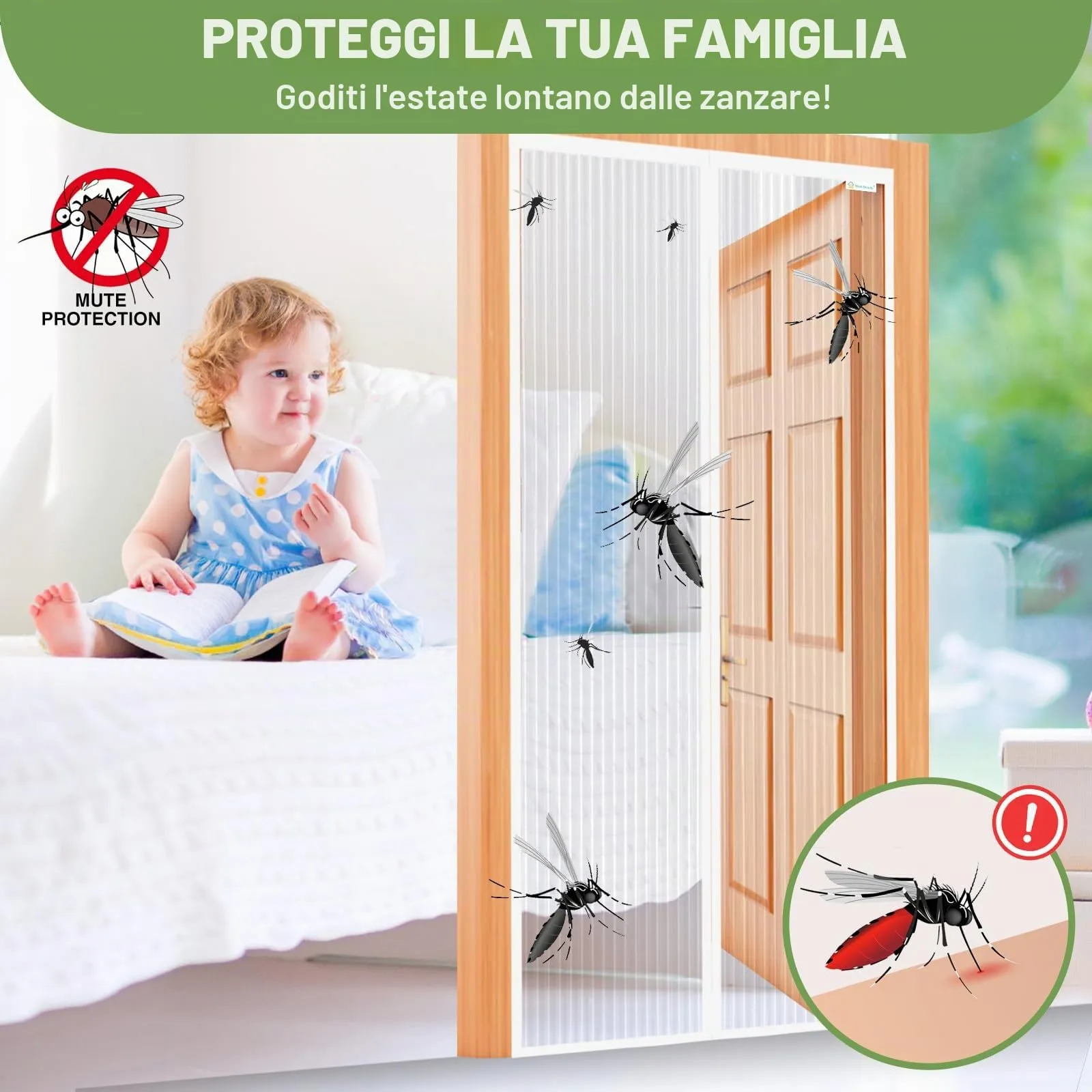 Meet Beauty Zanzariera Magnetica per Porte, 120 x 205 cm, Bianco - immagine 2