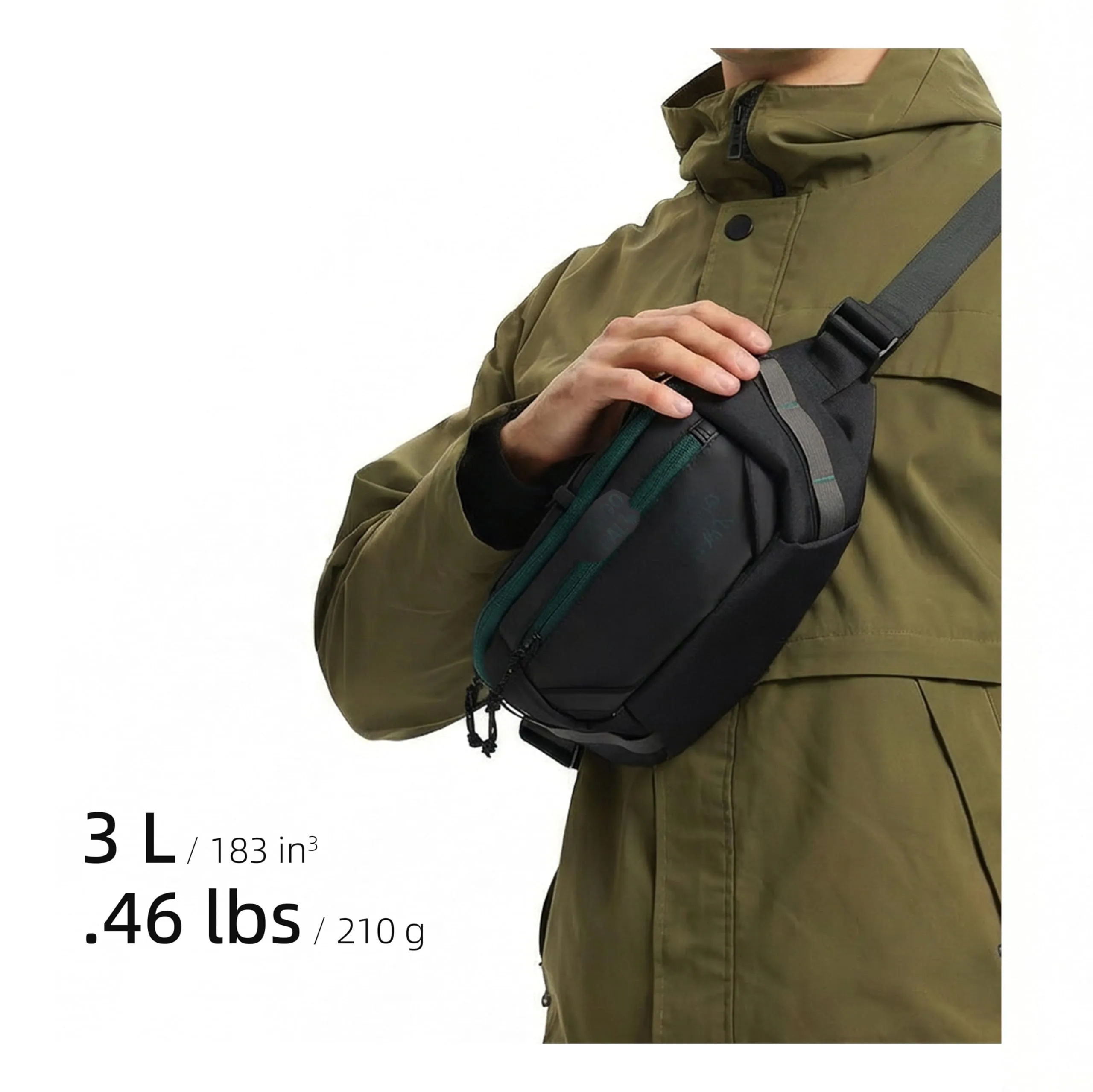 kalgoTeal Marsupio Multiuso 3L Idrorepellente Nero Stealth - immagine 2
