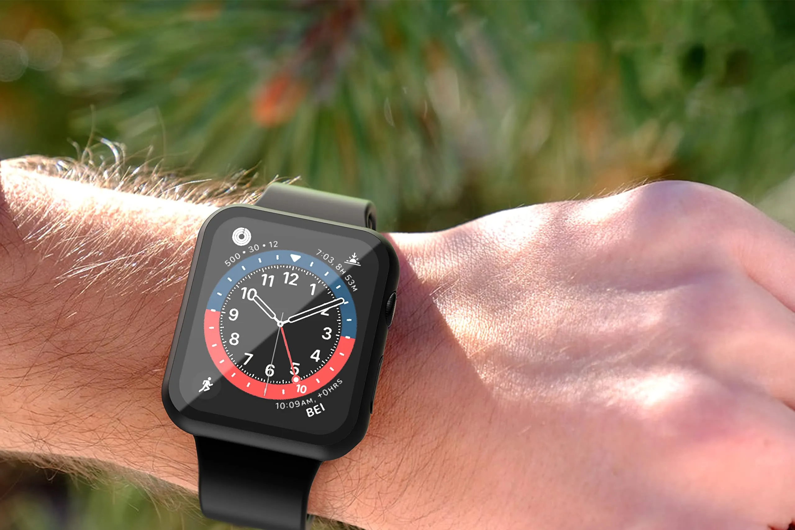 Misxi Cover per Apple Watch Series 9, 8, 7 45mm con Vetro Temperato, Black (2 Pezzi) - immagine 6
