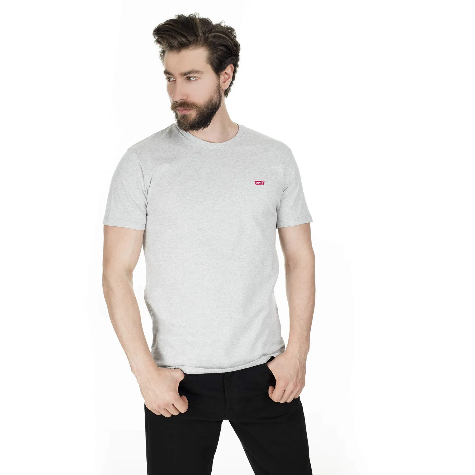 Levi's The Original Tee Cotton Patch T-shirt for Men, Grey Heather, XS - immagine 4