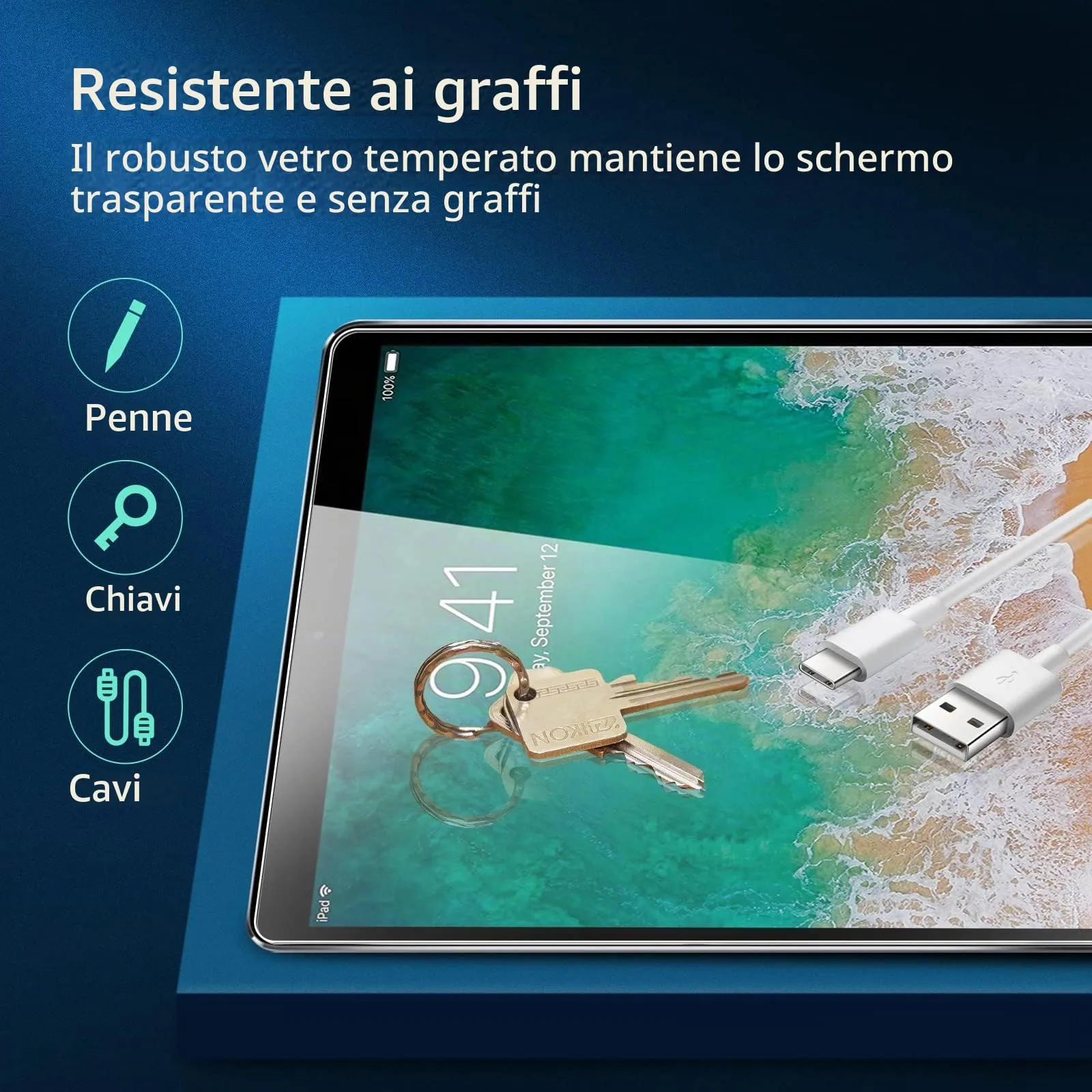 NEW'C Pellicola in Vetro Temperato per iPad 6/5/Pro 9.7/Air 2/Air - immagine 5