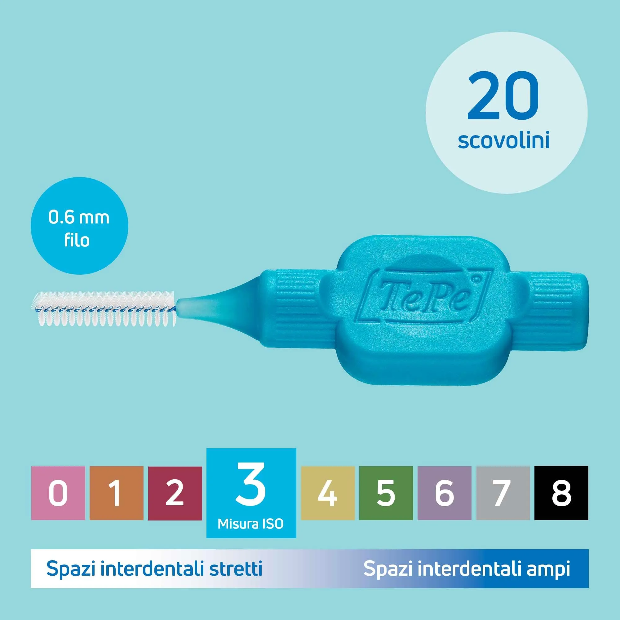 TePe Original Scovolino Interdentale Blu 0.6mm ISO 3, 20pz - immagine 3