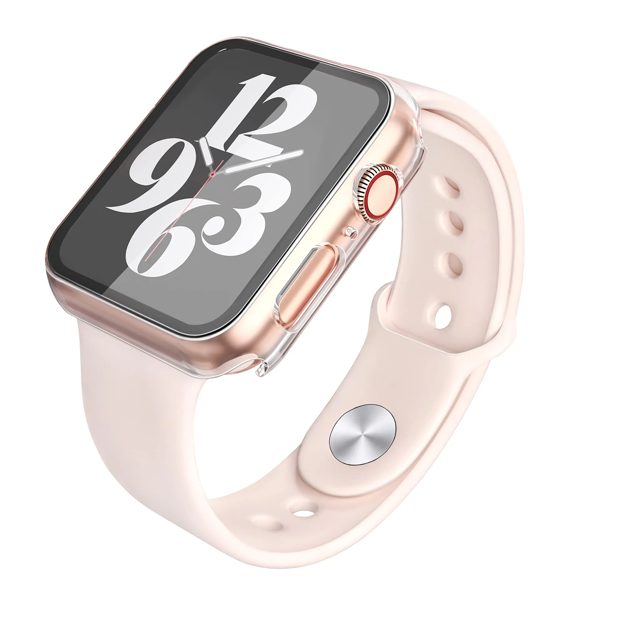 Misxi Cover con Vetro Temperato per Apple Watch SE3/SE2/SE/Serie 6/5/4 44mm, 1 Nero + 1 Trasparente - immagine 4