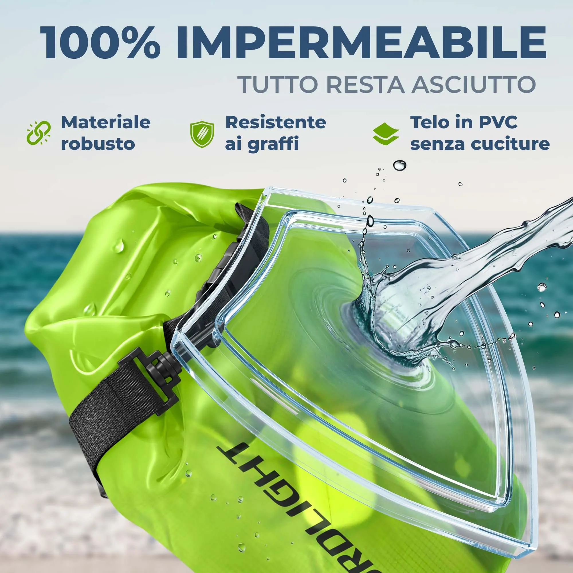 Nordlight Dry Bag Set con Custodia per Cellulare e Marsupio (20L, Verde) - immagine 5