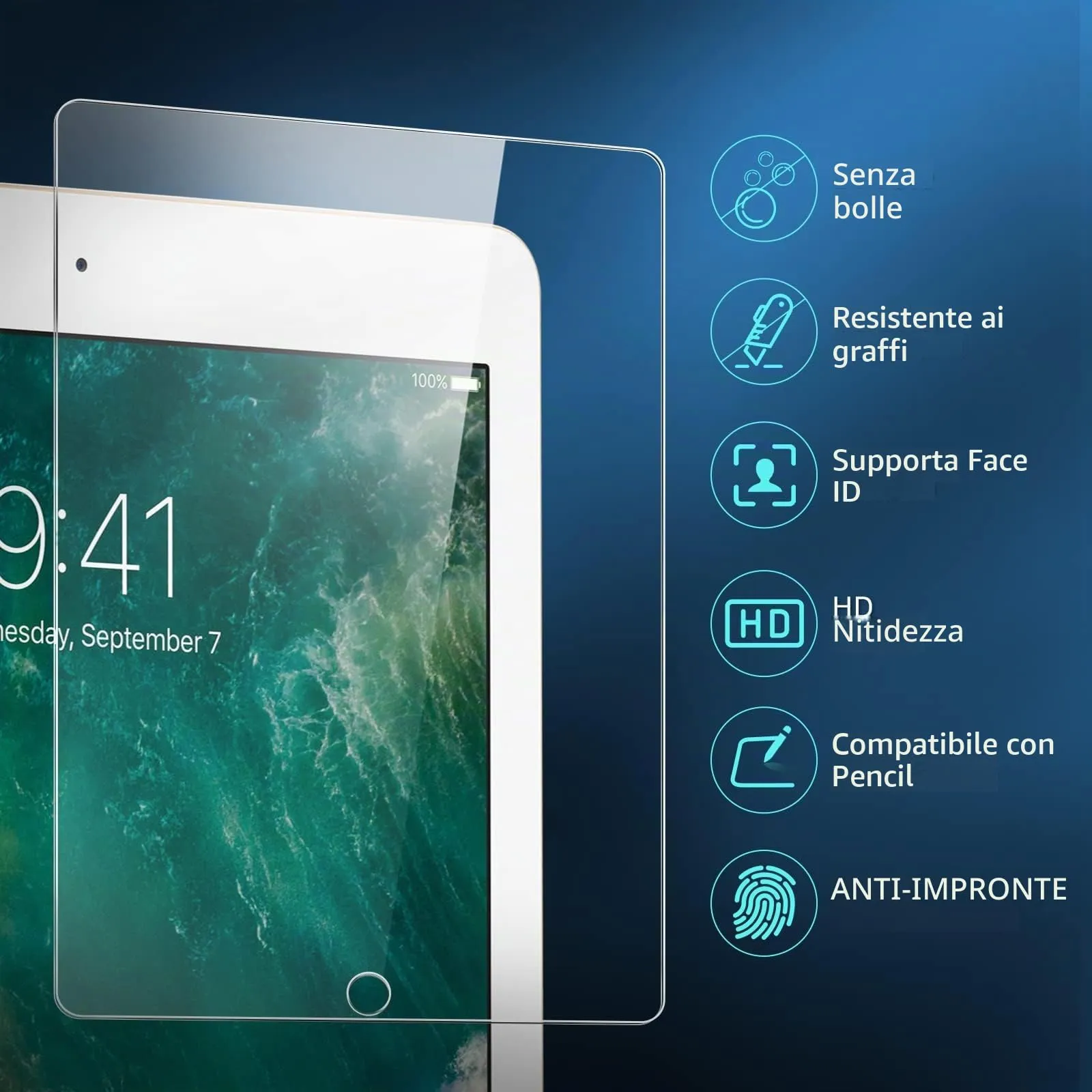 NEW'C Pellicola in Vetro Temperato per iPad Air 3 2019 e iPad Pro 10,5 2017 - immagine 2
