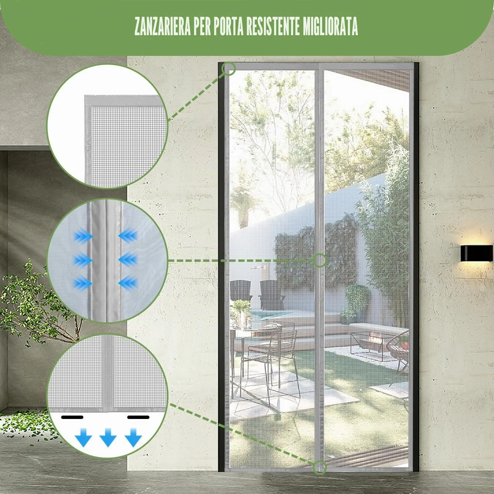 Meet Beauty Zanzariera Magnetica per Porte, 100 x 250 cm, Grigio Argento - immagine 6