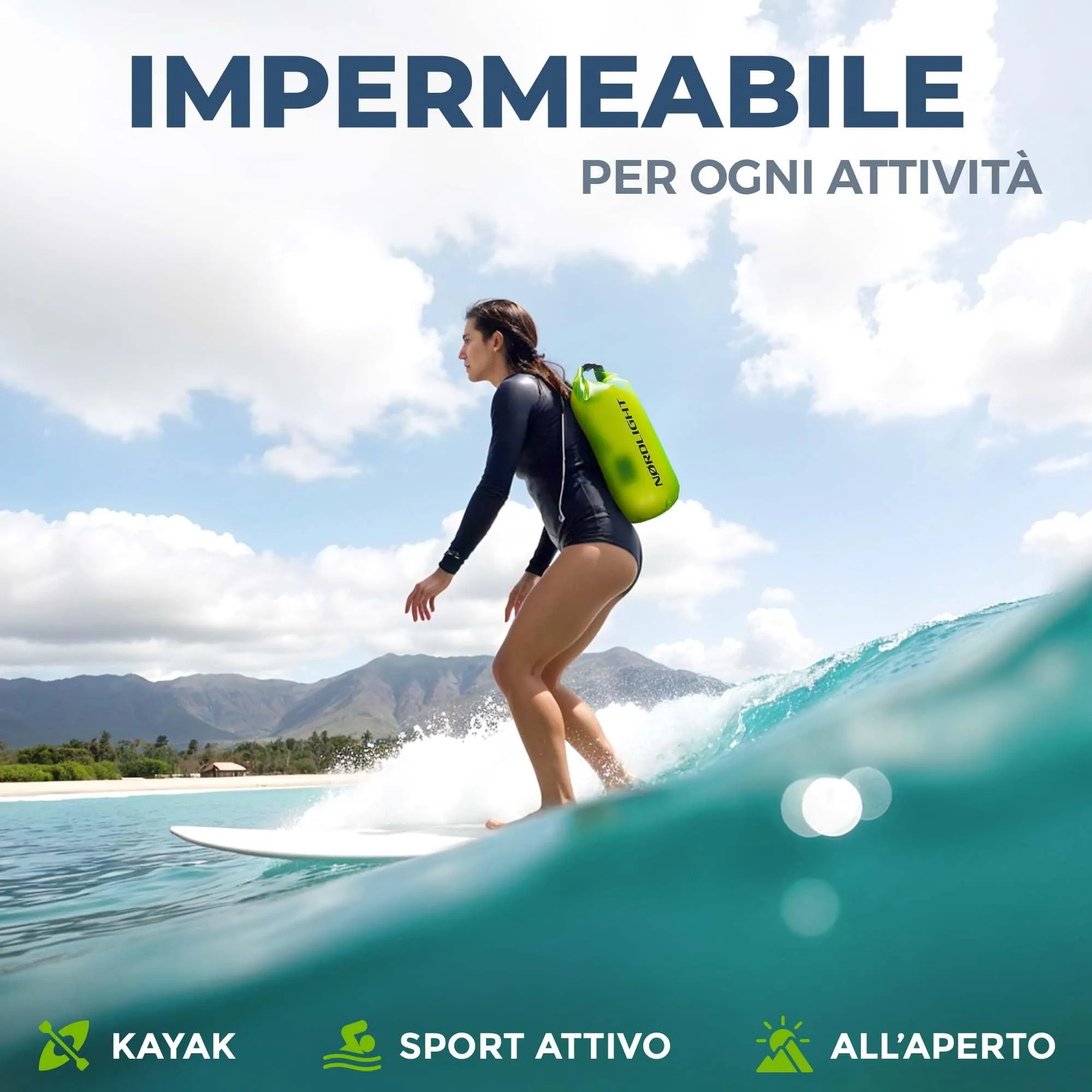 Nordlight Dry Bag Sacca Impermeabile 10L Verde - immagine 8