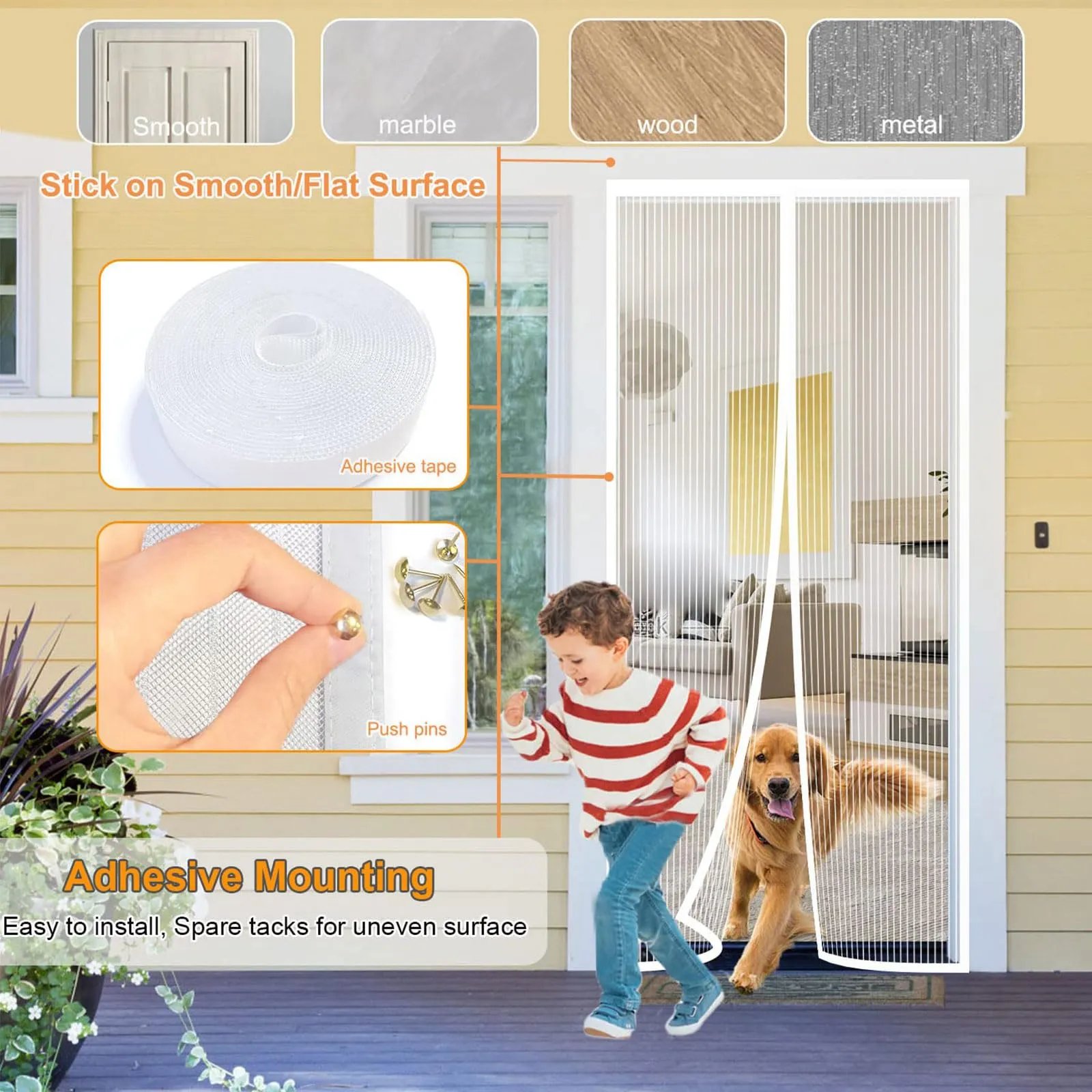 Risareyi Zanzariera Magnetica per Porte, 85x210cm, Bianco, Rete Fine - immagine 5