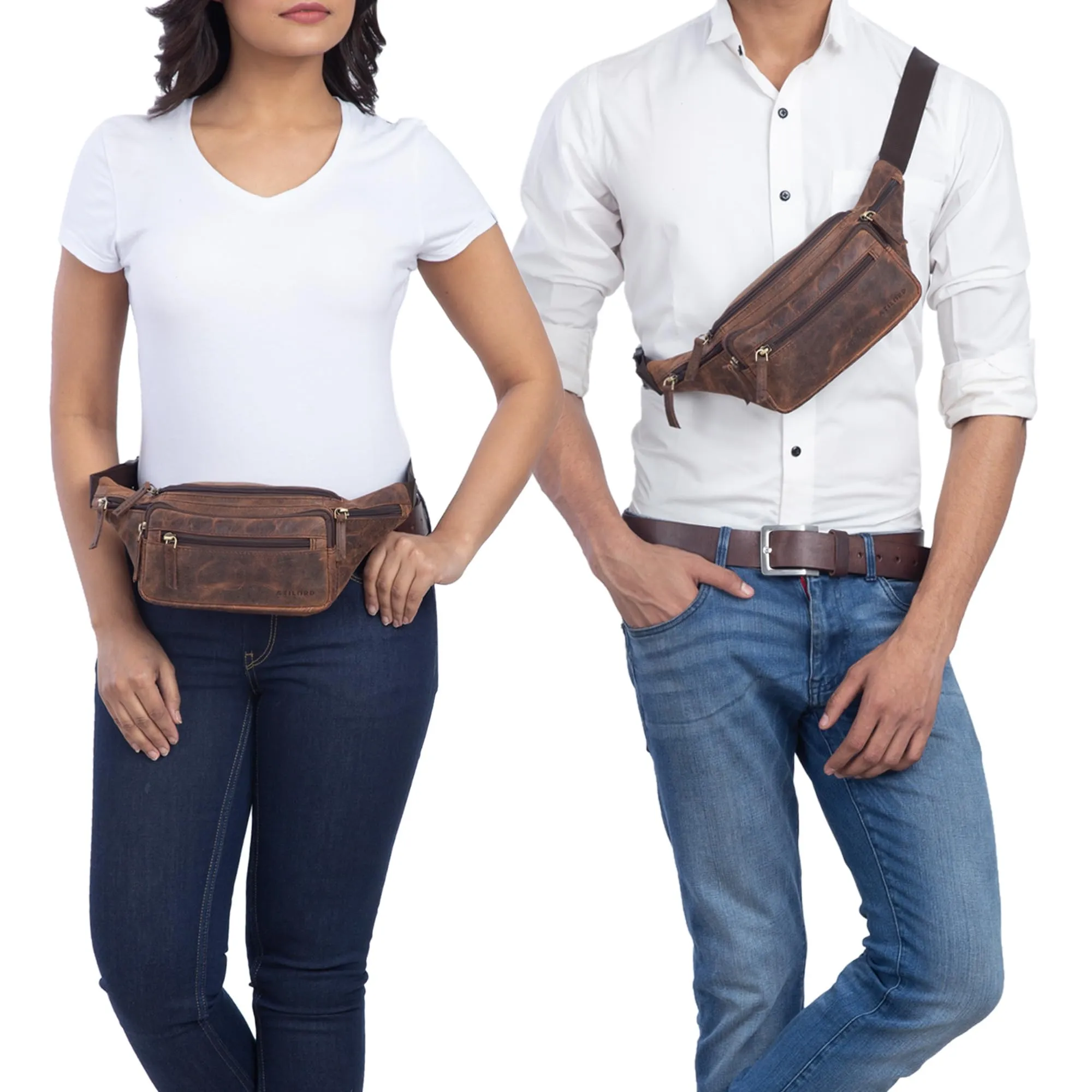 STILORD Zion Marsupio in Pelle Vintage per Uomo e Donna, Seppia - Marrone - immagine 2