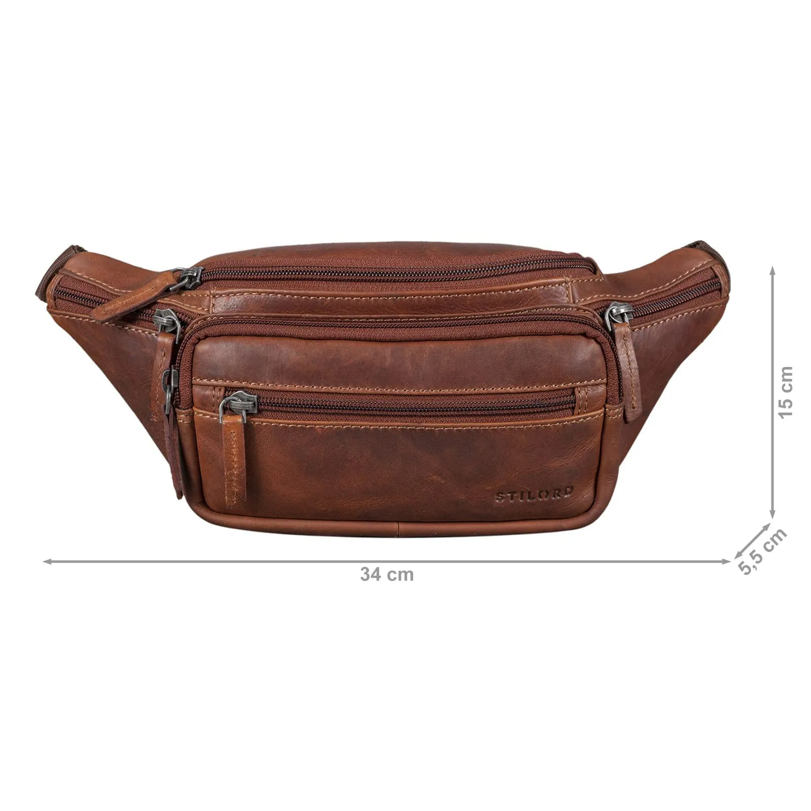 STILORD Zion Marsupio in Pelle Vintage per Uomo e Donna, Porto - Cognac - immagine 3