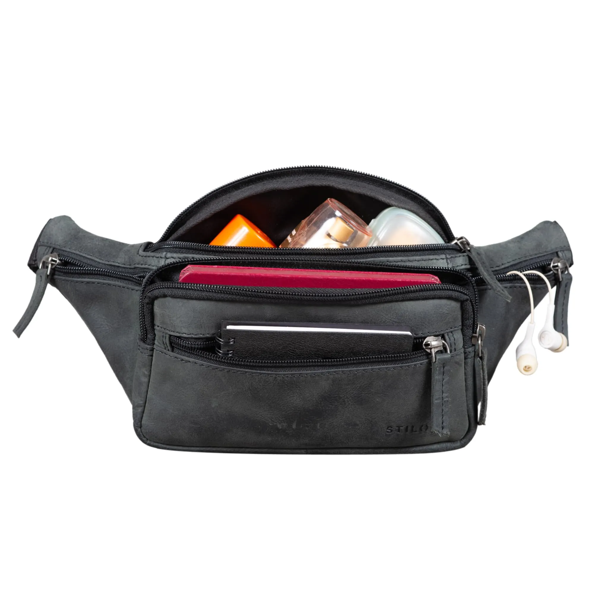 STILORD Zion Marsupio in Pelle Vintage Unisex - Antracite - immagine 4