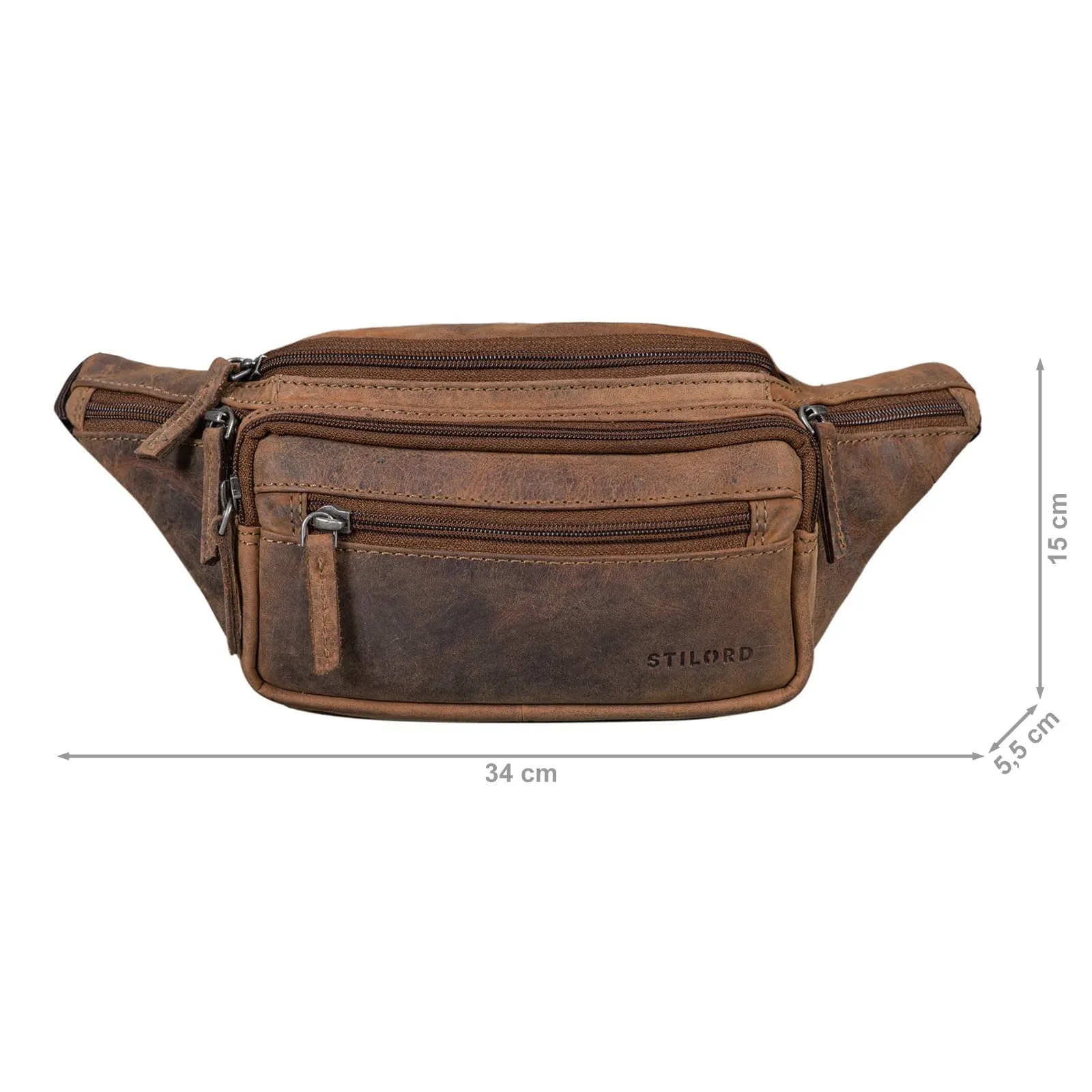 STILORD Zion Marsupio in Pelle Vintage Unisex, Marrone - immagine 3