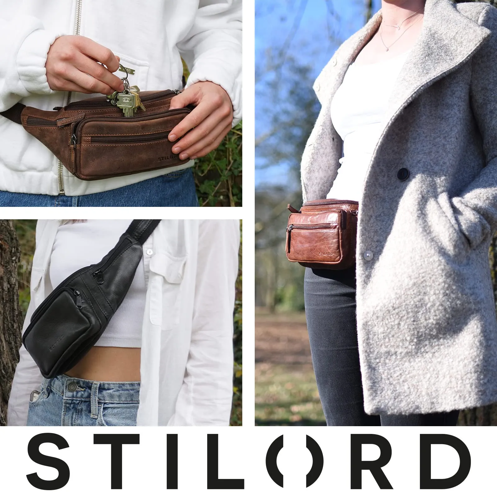 STILORD Zion Marsupio in Pelle Vintage per Uomo e Donna, Florida - Marrone - immagine 7