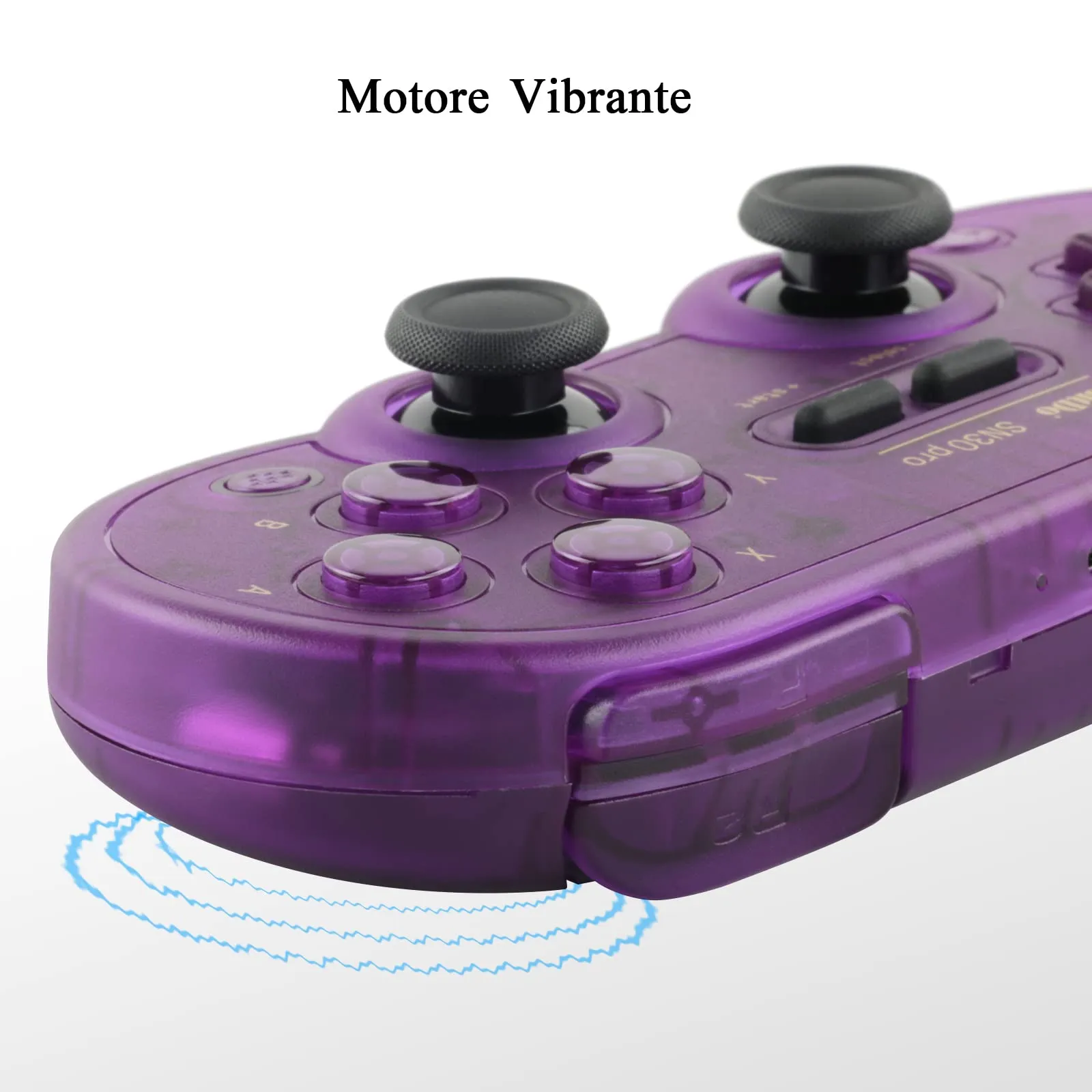 8Bitdo SN30 Pro Bluetooth Gamepad with Hall Effect Joysticks for Switch, PC, Android, macOS (Transparent Purple) - immagine 3