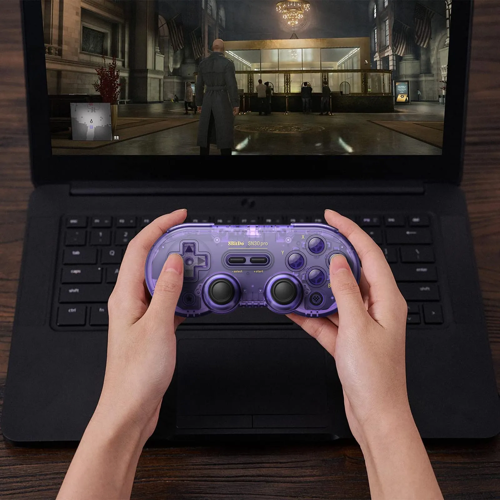 8Bitdo SN30 Pro Bluetooth Gamepad with Hall Effect Joysticks for Switch, PC, Android, macOS (Transparent Purple) - immagine 6
