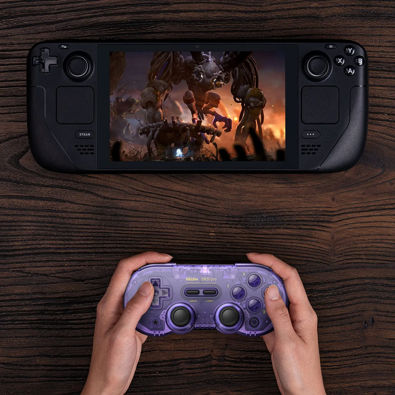 8Bitdo SN30 Pro Bluetooth Gamepad with Hall Effect Joysticks for Switch, PC, Android, macOS (Transparent Purple) - immagine 7