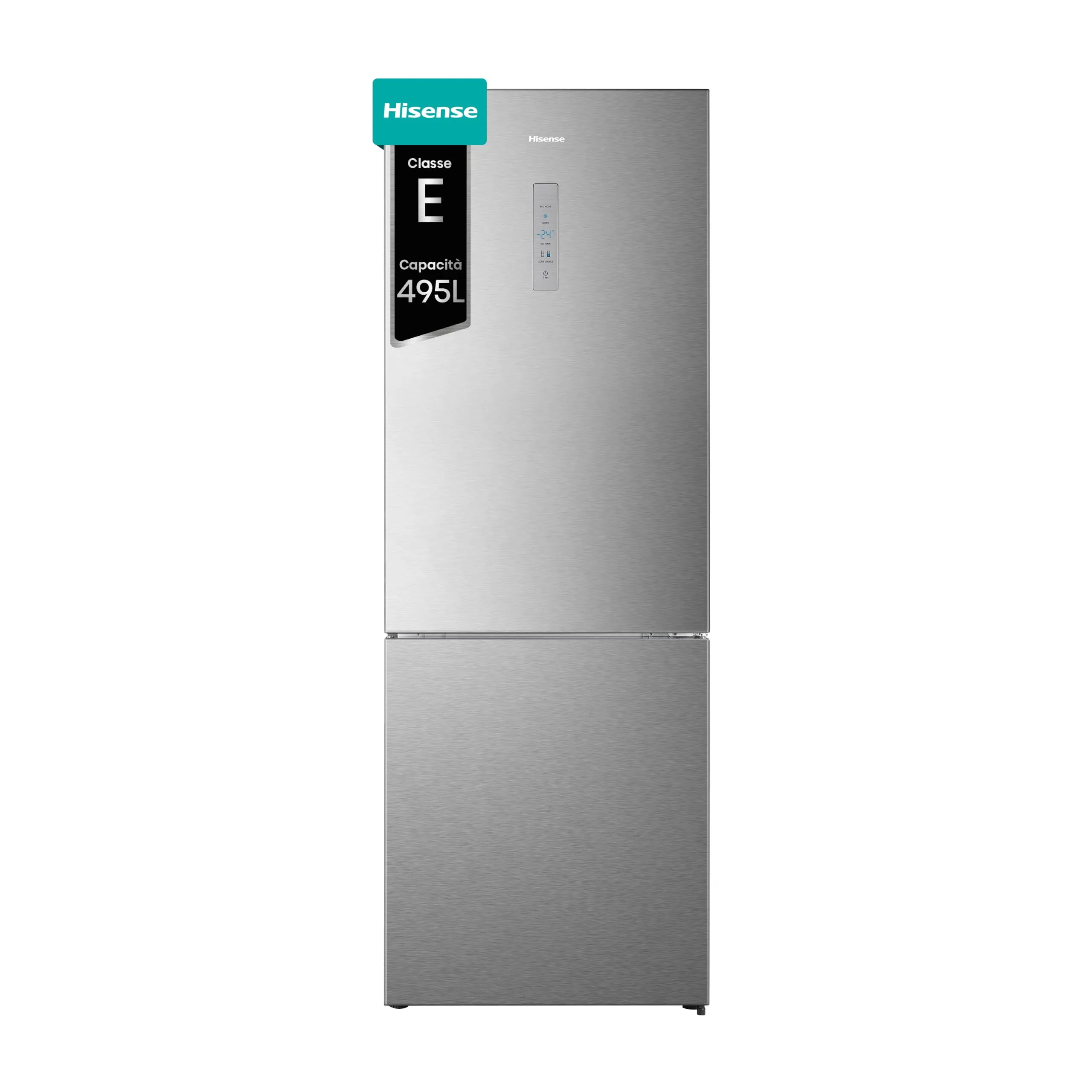 Hisense RB645N4BIE Frigorifero Combinato Total No Frost, 200x70,4 cm, Classe E, 495 Litri, Inox - immagine 1