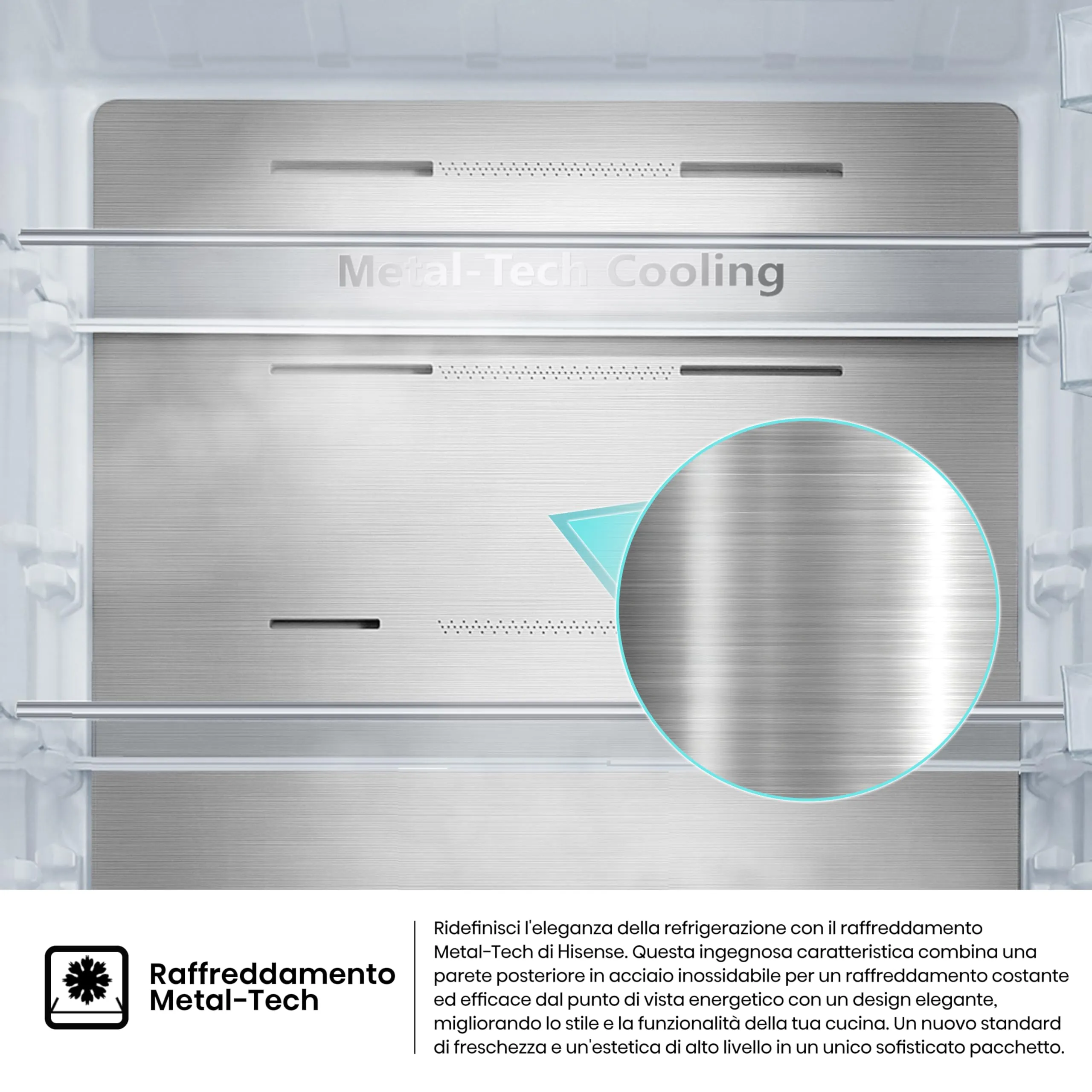 Hisense RB645N4BIE Frigorifero Combinato Total No Frost, 200x70,4 cm, Classe E, 495 Litri, Inox - immagine 3
