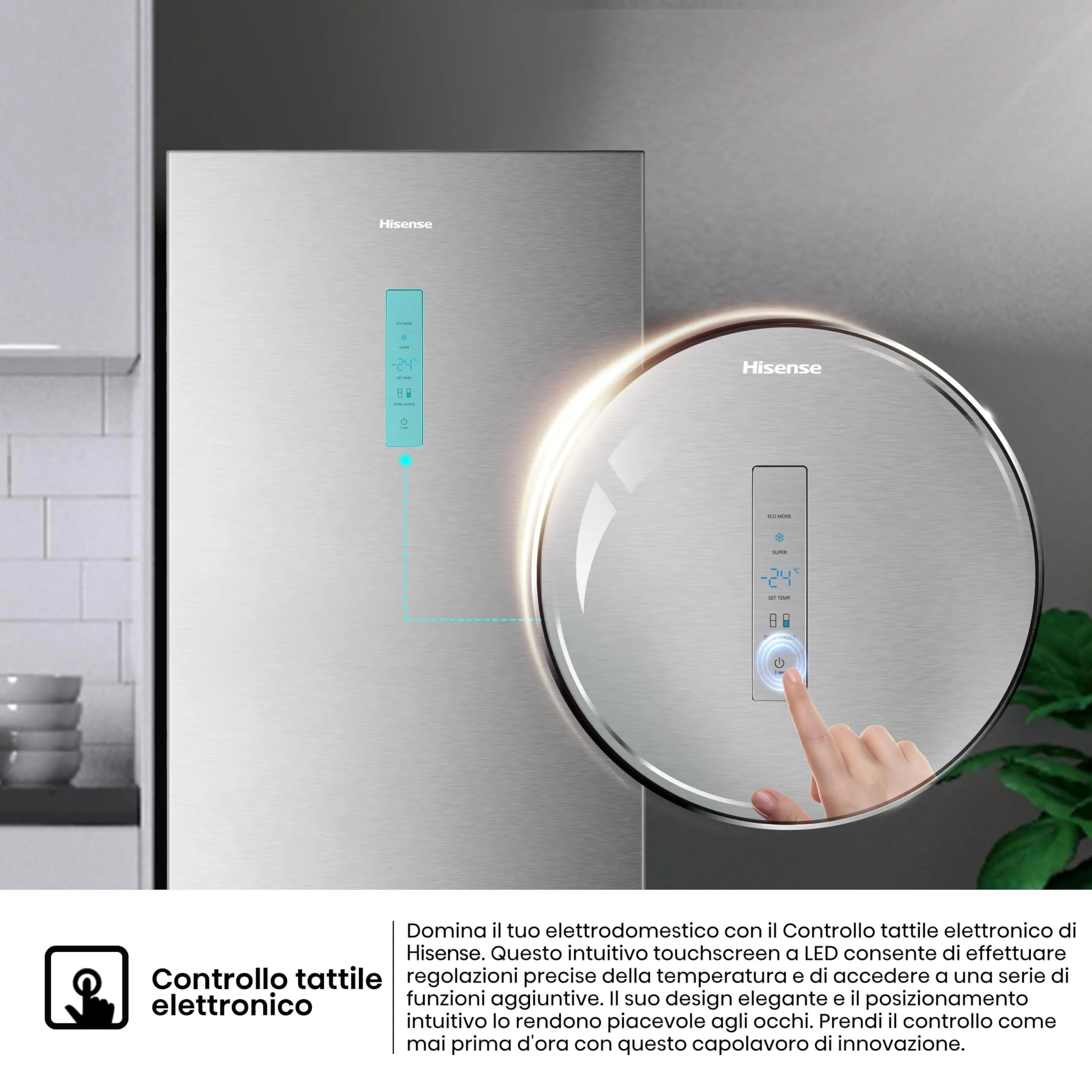 Hisense RB645N4BIE Frigorifero Combinato Total No Frost, 200x70,4 cm, Classe E, 495 Litri, Inox - immagine 4