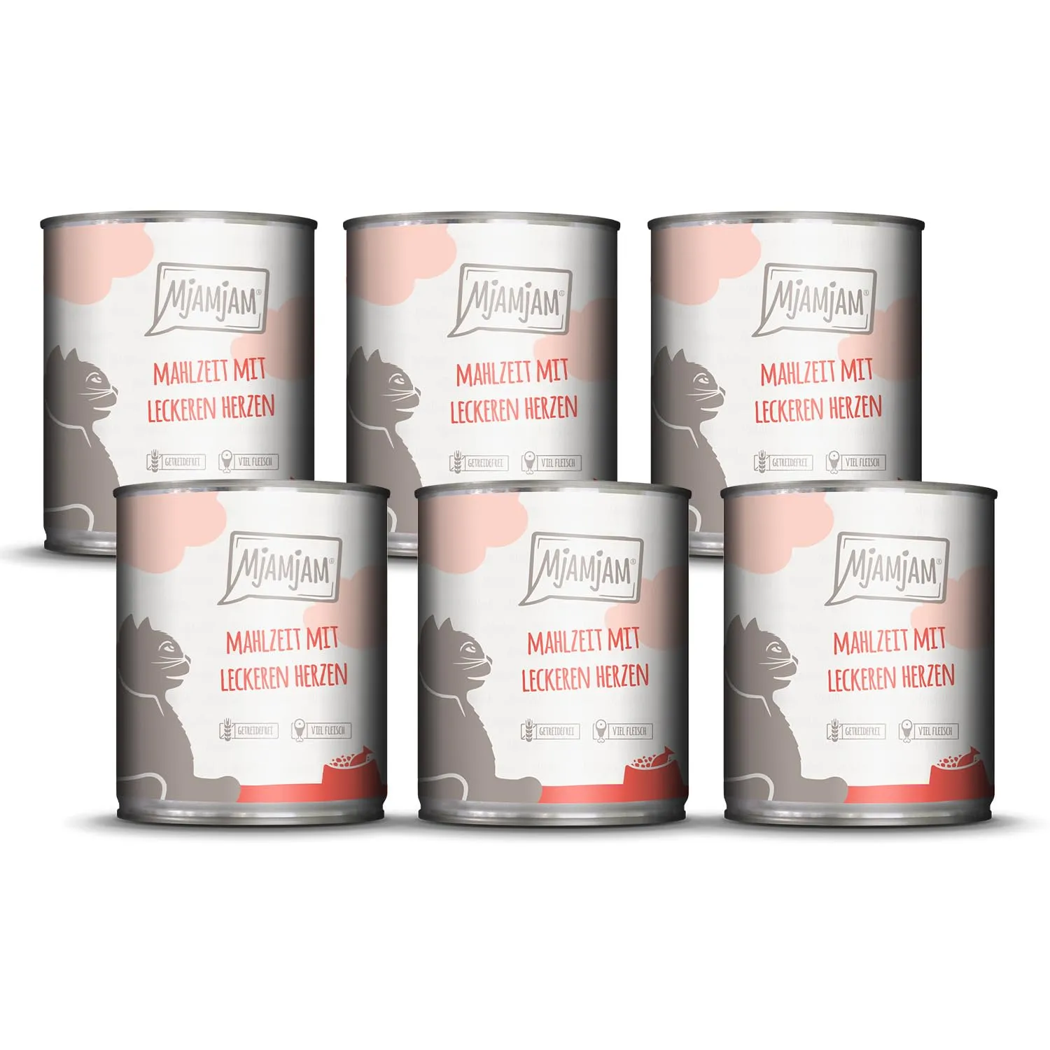 MjAMjAM Cibo Umido Premium per Gatti con Cuori, Senza Cereali, 6 x 800 g - immagine 1