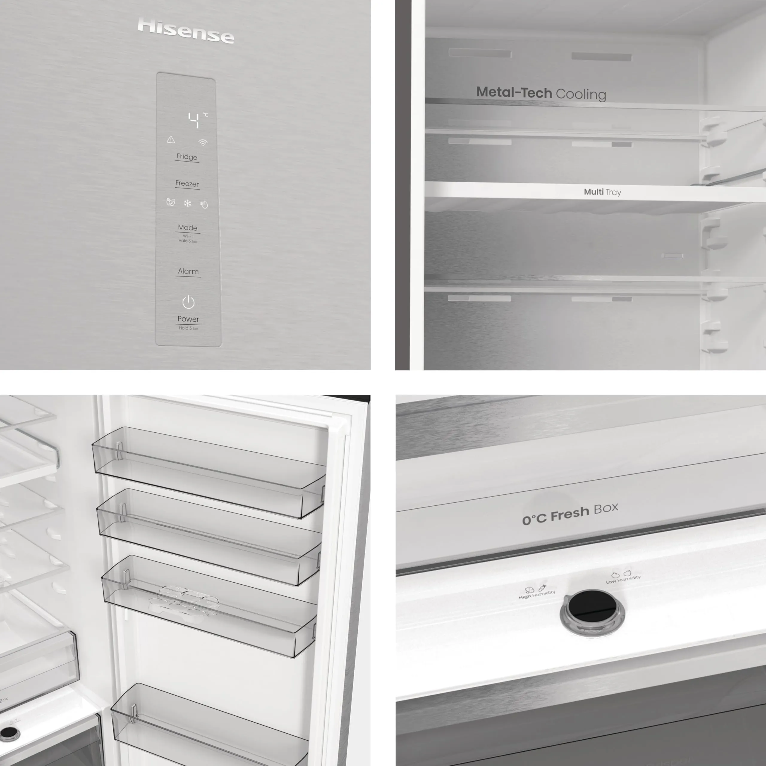 Hisense RB5P410SACC Frigorifero Combinato Total No Frost, Inox, 203x65.8cm, Classe C, 413L, WiFi, Metal Tech Cooling, Porta Reversibile - immagine 9