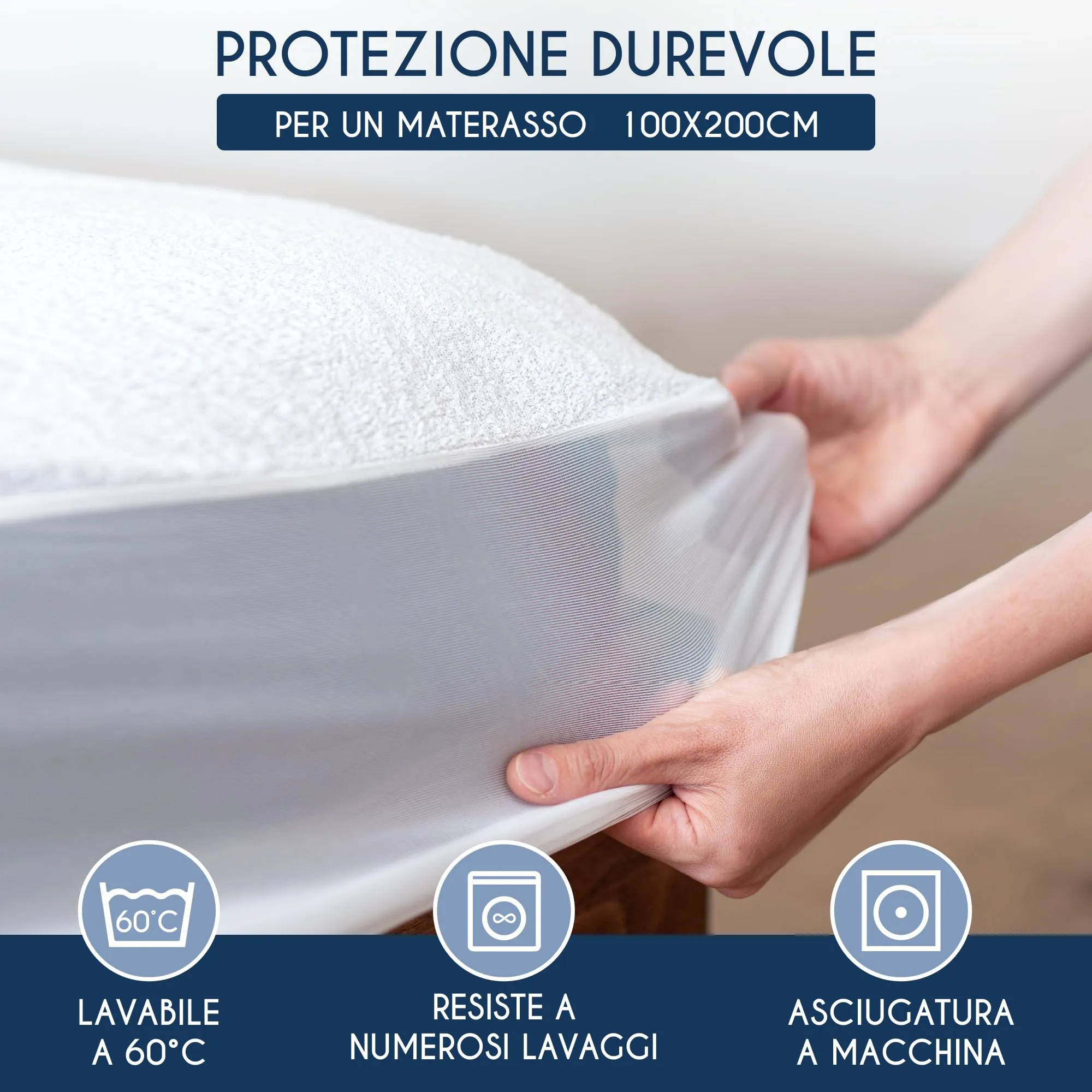 Dreamzie Coprimaterasso Singolo Impermeabile, 100x200cm, Set da 2 - immagine 5