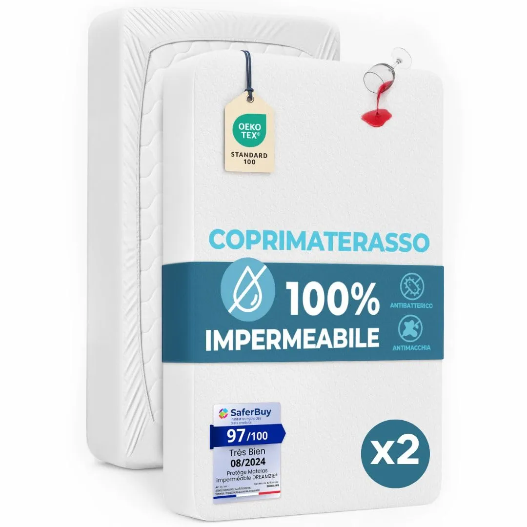 Dreamzie Coprimaterasso Singolo Impermeabile, 80x190cm, Set da 2 - immagine 1