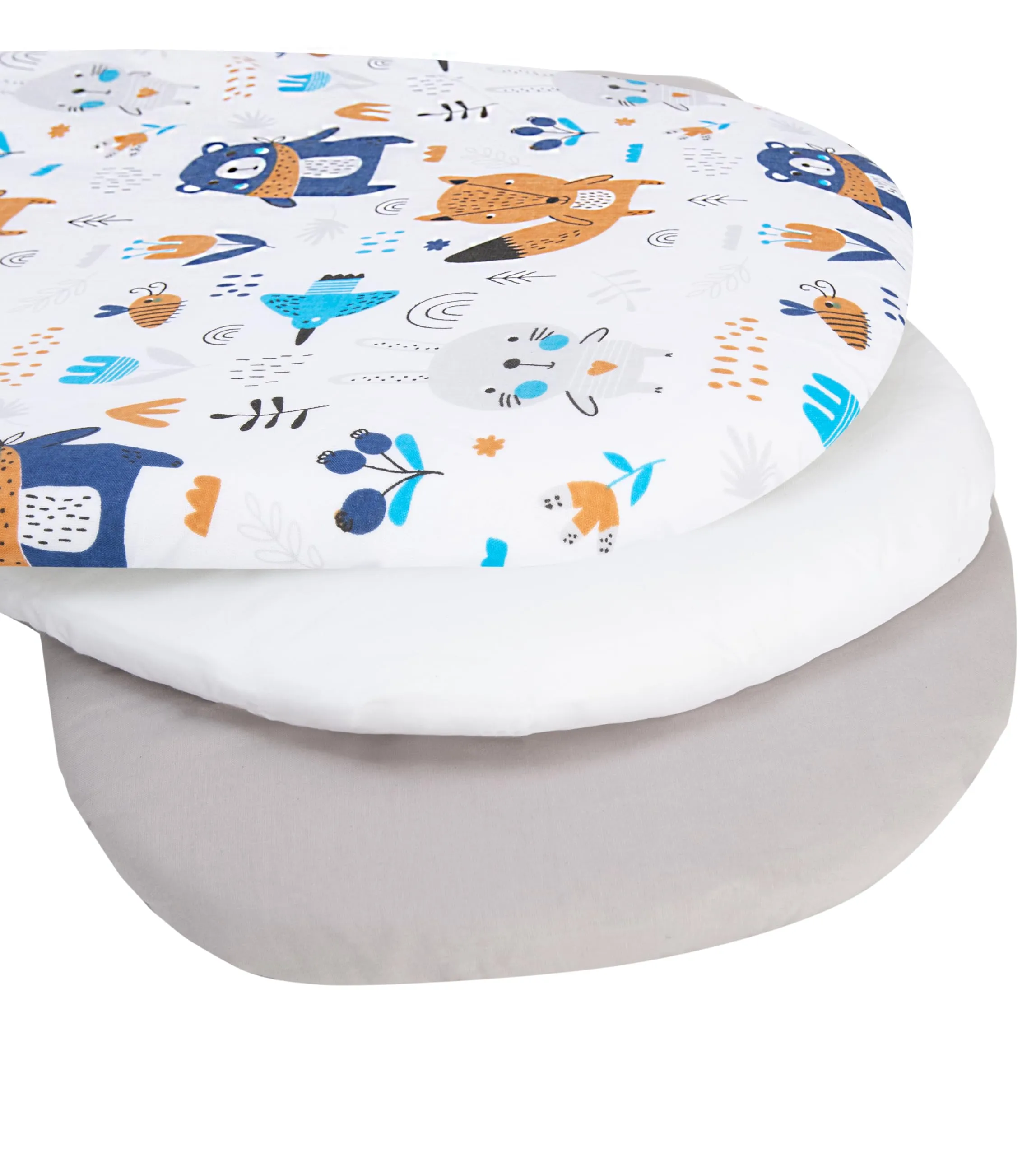 Medi Partners Lenzuola Lettino Culla 86x40 Set da 3, 100% Cotone, Boho Animals-Bianco-Grigio - immagine 2