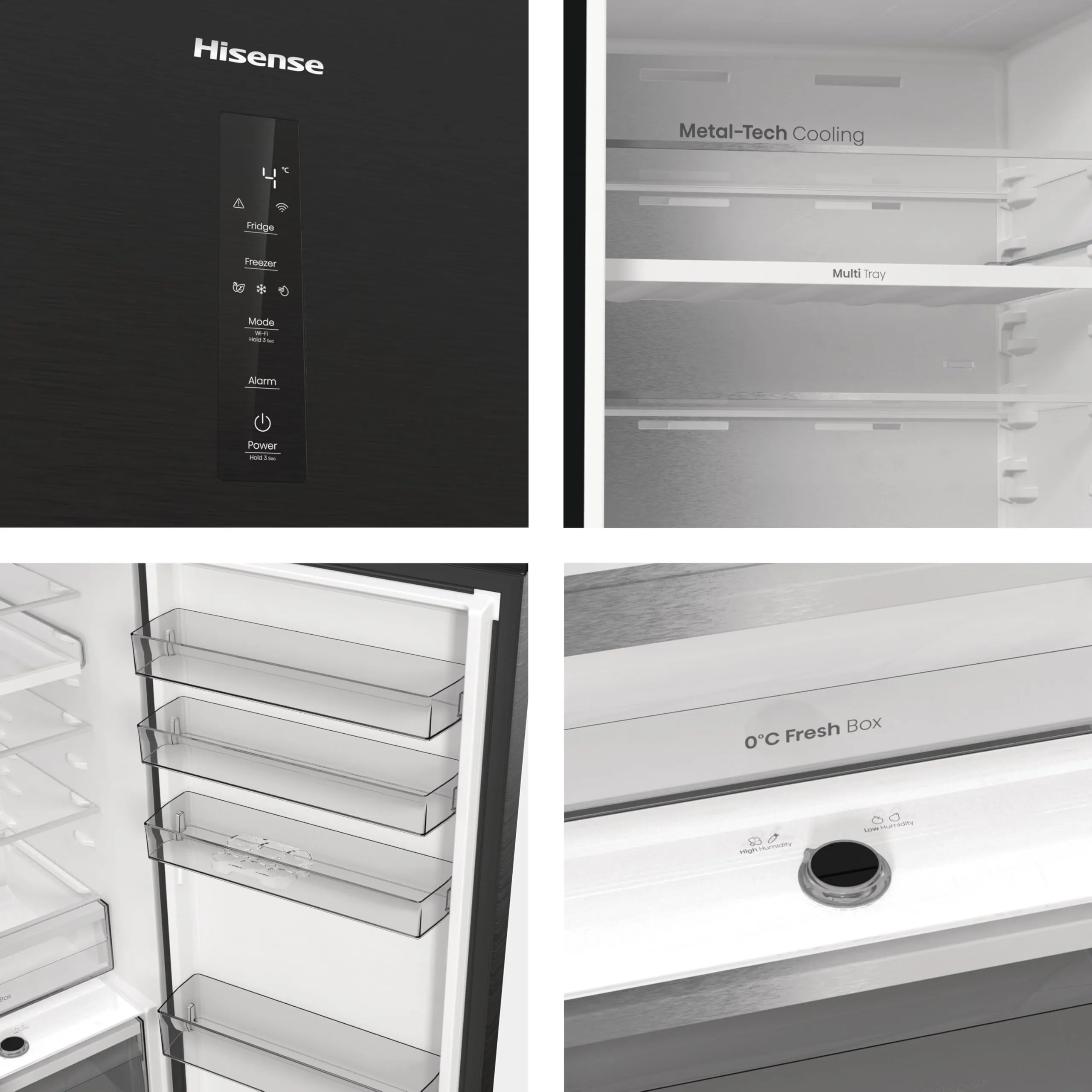 Hisense RB5P410SBFC Frigorifero Combinato Total No Frost, Nero Inox, 203x65,8cm, Classe C, 413L, Wifi, Metal Tech Cooling, Porta Reversibile - immagine 10
