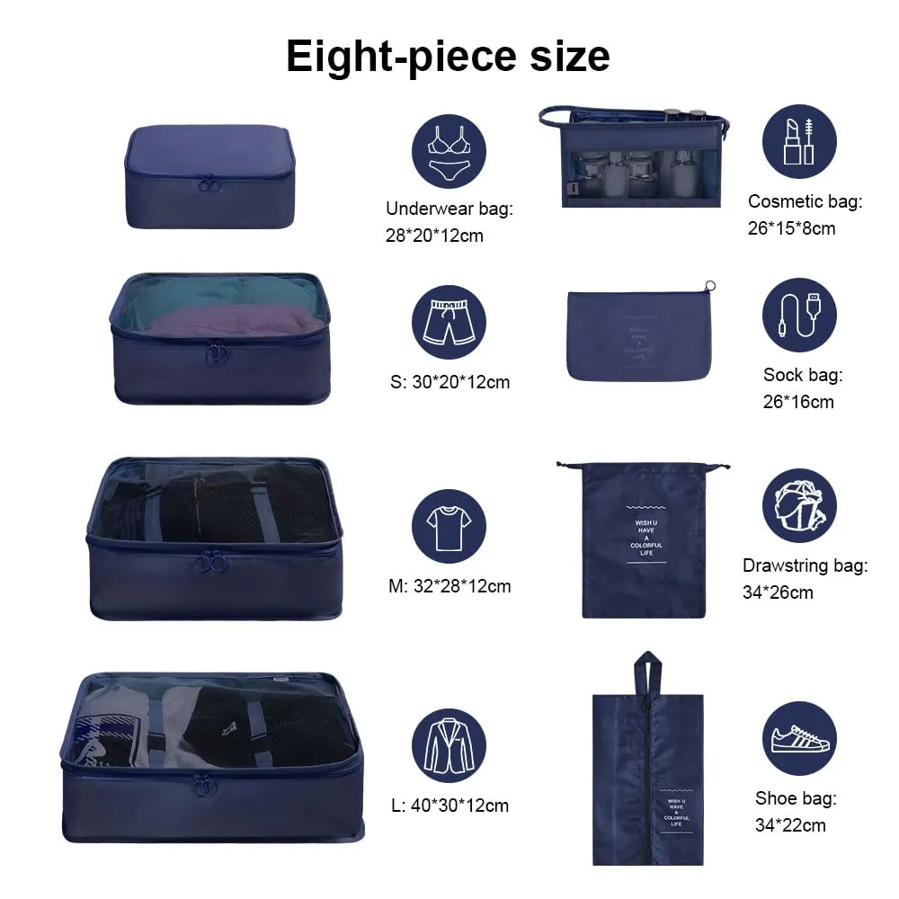 OSDUE Organizer Valigia, Set 8 Pezzi Packing Cubes per Viaggio e Zaino - immagine 2