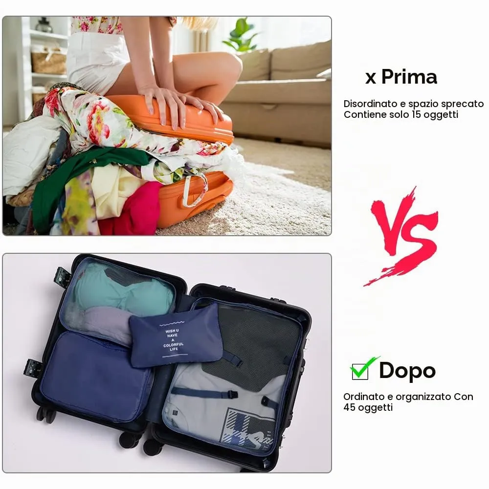 OSDUE Organizer Valigia, Set 8 Pezzi Packing Cubes per Viaggio e Zaino - immagine 4