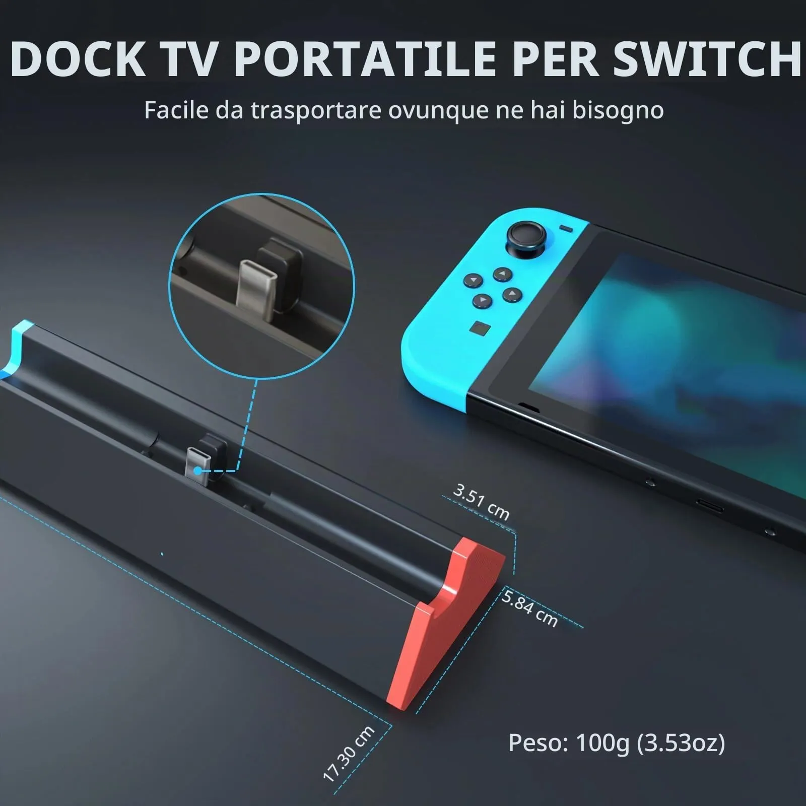 SiWiQU Switch TV Dock per Nintendo Switch e Switch OLED, Base con 4K HDMI, Type-C e 2 Porte USB - immagine 4