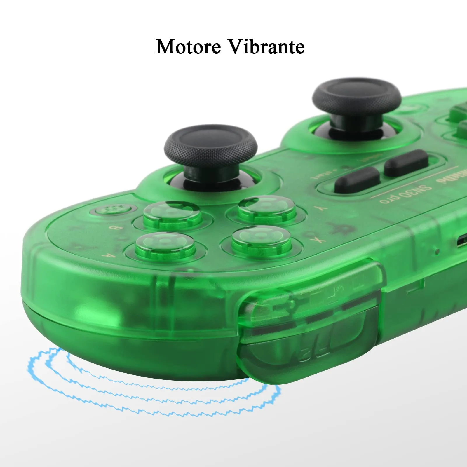 8Bitdo SN30 Pro Bluetooth Gamepad con Joystick Effetto Hall per Switch, PC, Android, macOS, Steam, Raspberry Pi (Verde Trasparente) - immagine 3