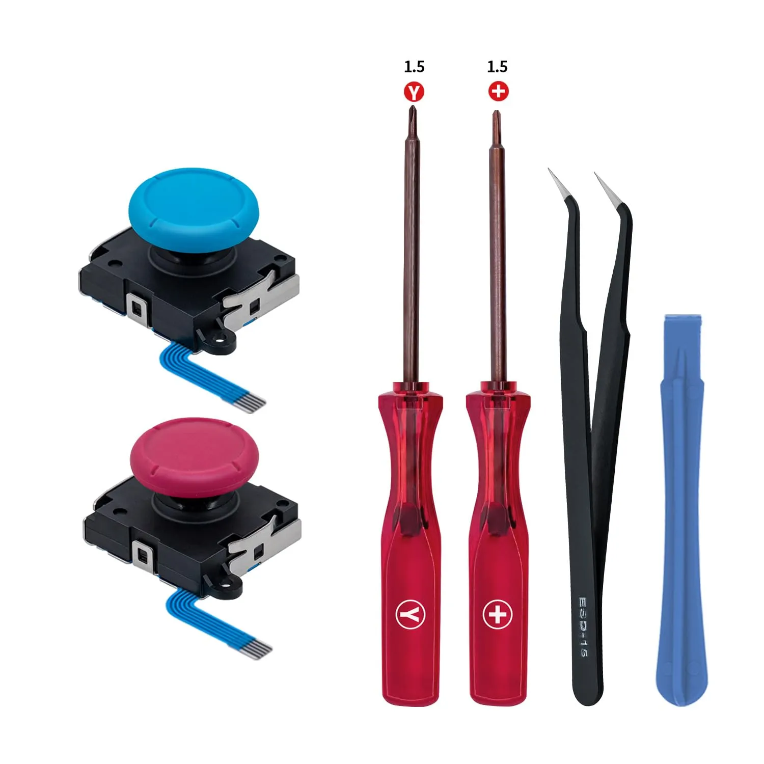 Tolesum Switch Joy-Con 3D Joystick Analogico Kit di Riparazione per NS Switch, Switch OLED e Switch Lite, Rosso e Blu - immagine 1