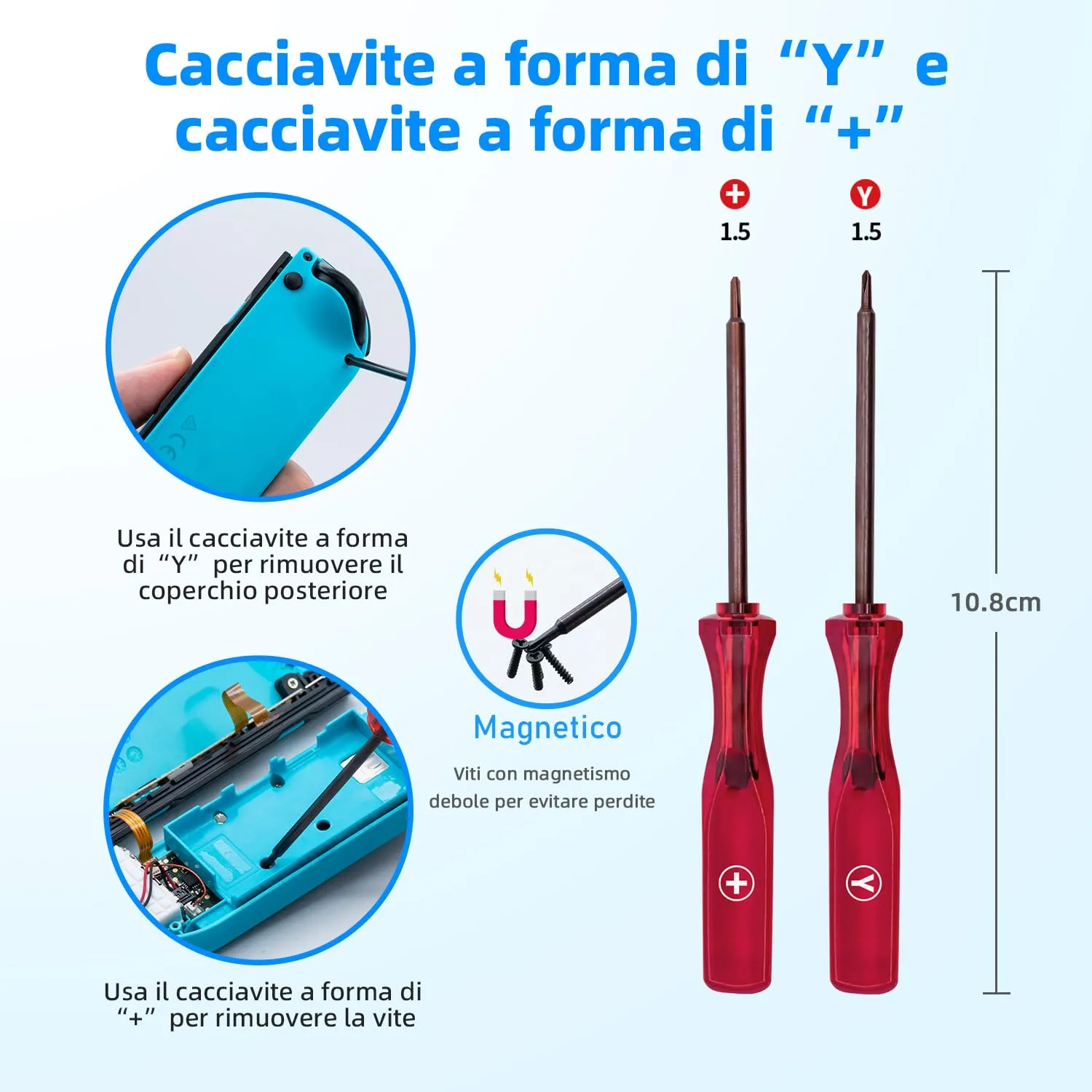 Tolesum Switch Joy-Con 3D Joystick Analogico Kit di Riparazione per NS Switch, Switch OLED e Switch Lite, Rosso e Blu - immagine 2