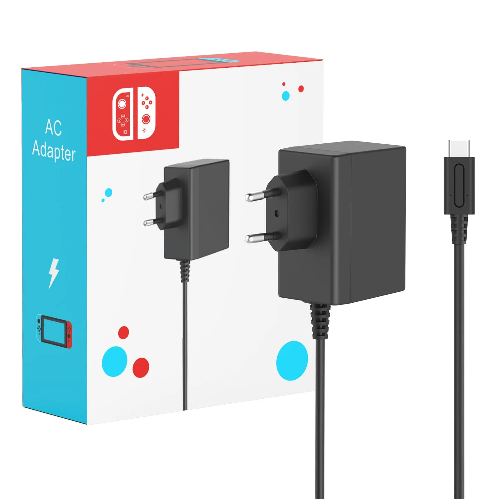 SATURNDOCK Caricatore 45W per Nintendo Switch, OLED, Lite, Steam Deck e Pro Controller, Supporto Modalità TV, Cavo 1.5M - immagine 1
