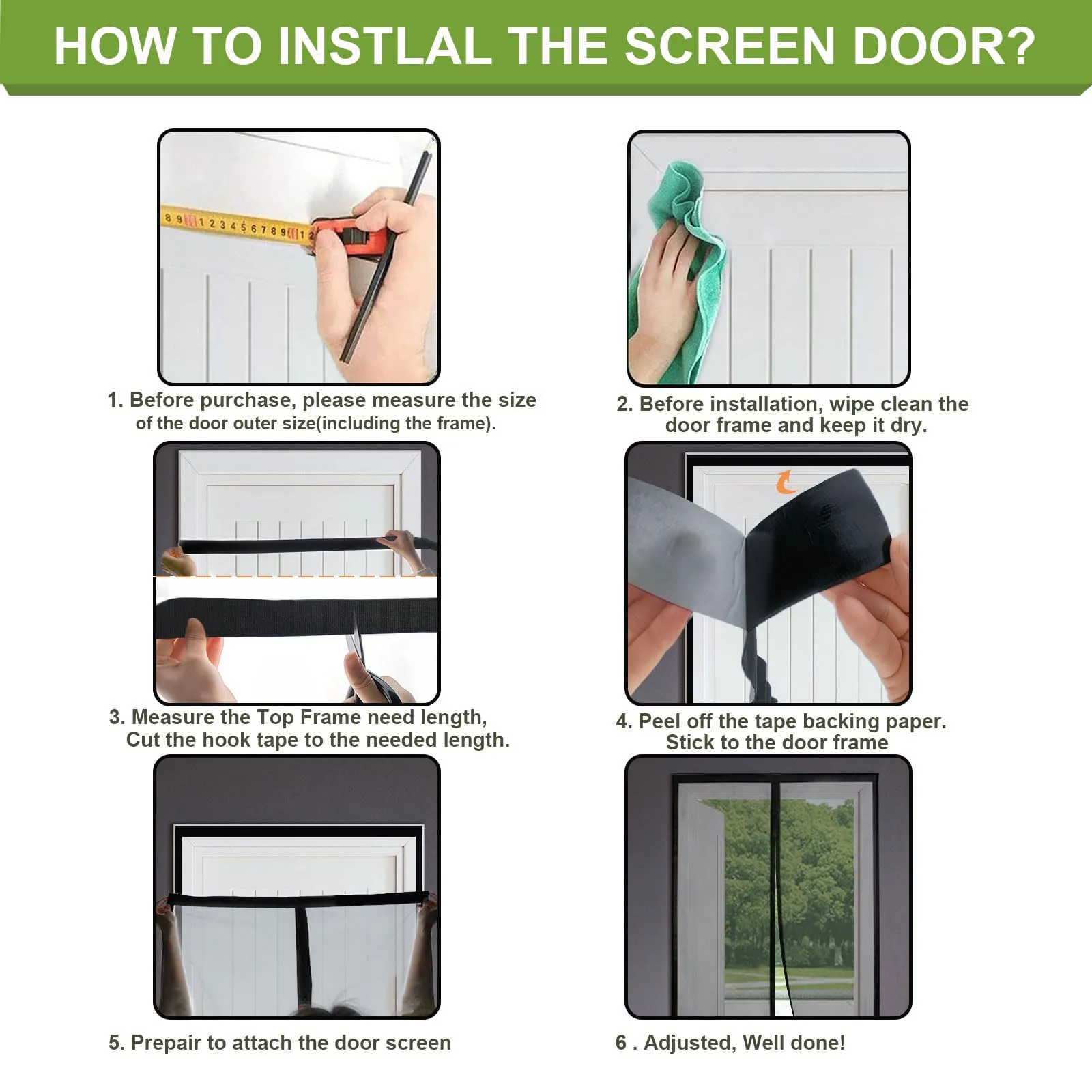 Risareyi Zanzariera Magnetica per Porte, 195x190cm, Nero, Rete Fine - immagine 9