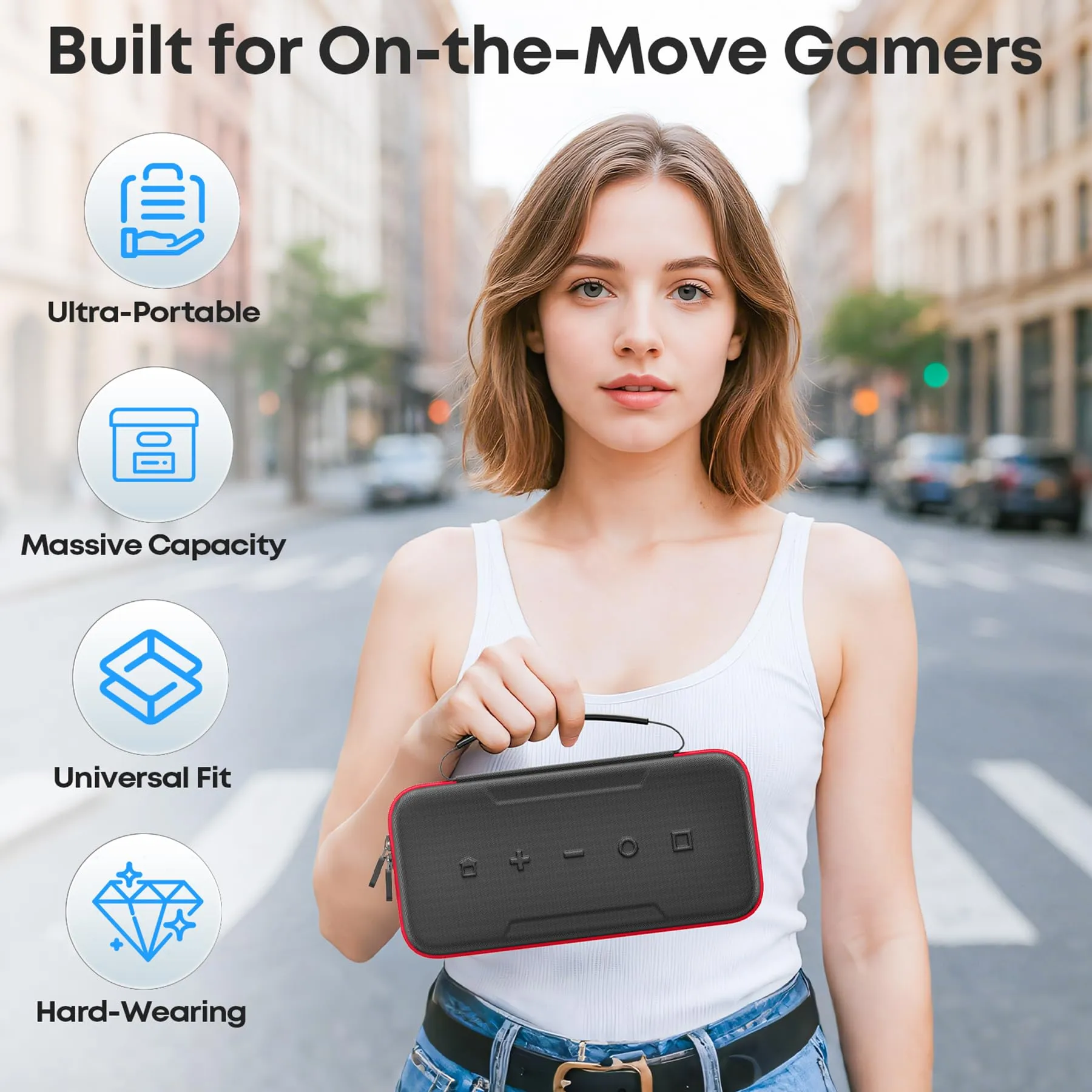 Tokluck Custodia da Viaggio per Switch 2, OLED 2021/2017, con Pad per Schermo, Slot per 26 Giochi e Scomparto per Adattatore CA, Rosso - immagine 6