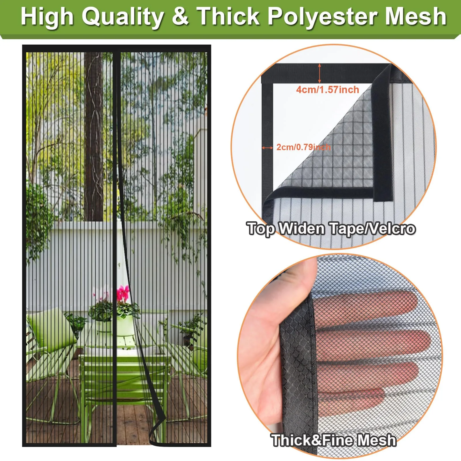 Risareyi Zanzariera Magnetica per Porte 190x205cm, Nero, Rete Fine - immagine 3