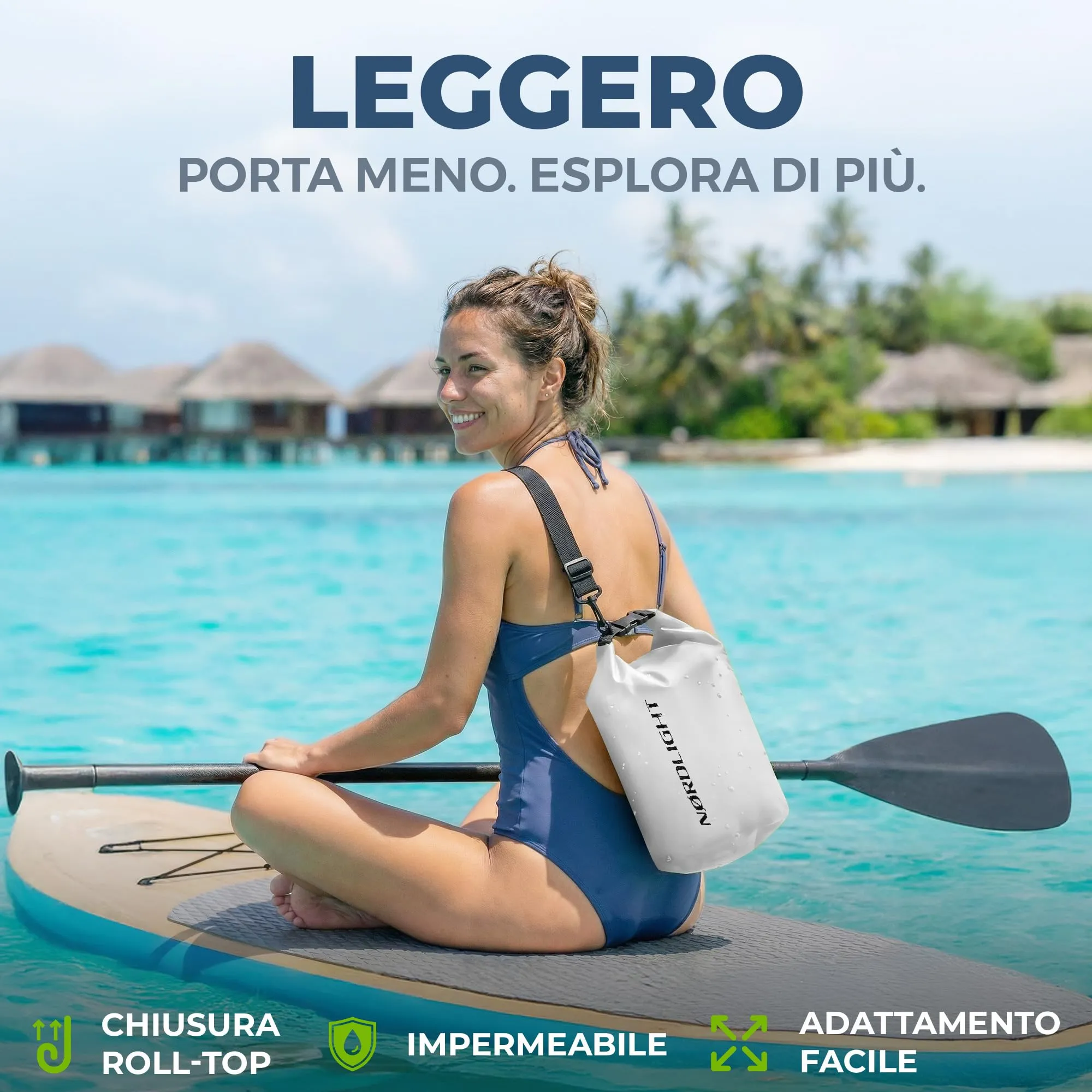 Nordlight Dry Bag Sacca Impermeabile 10L, Bianco - immagine 4