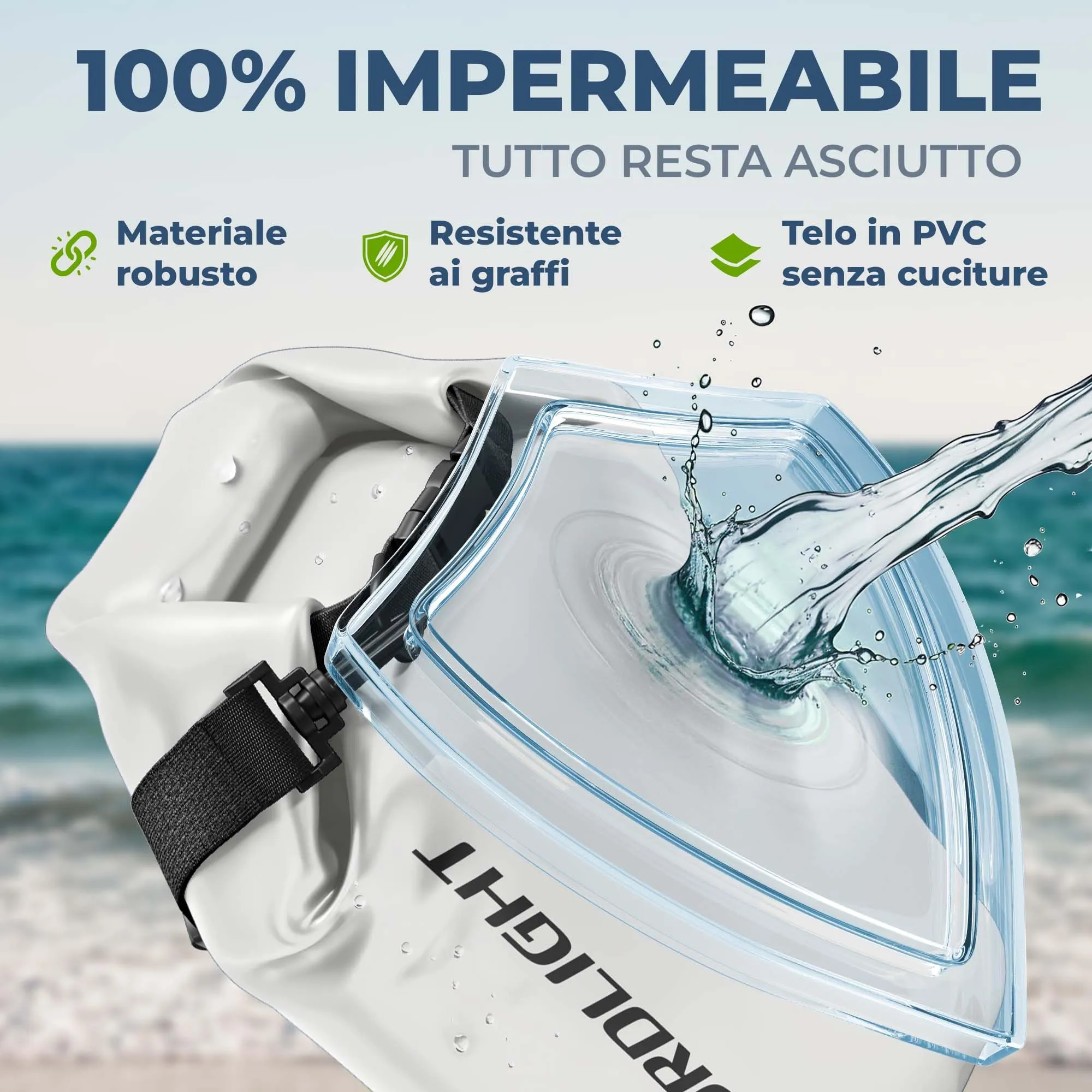Nordlight Dry Bag Sacca Impermeabile 10L, Bianco - immagine 5