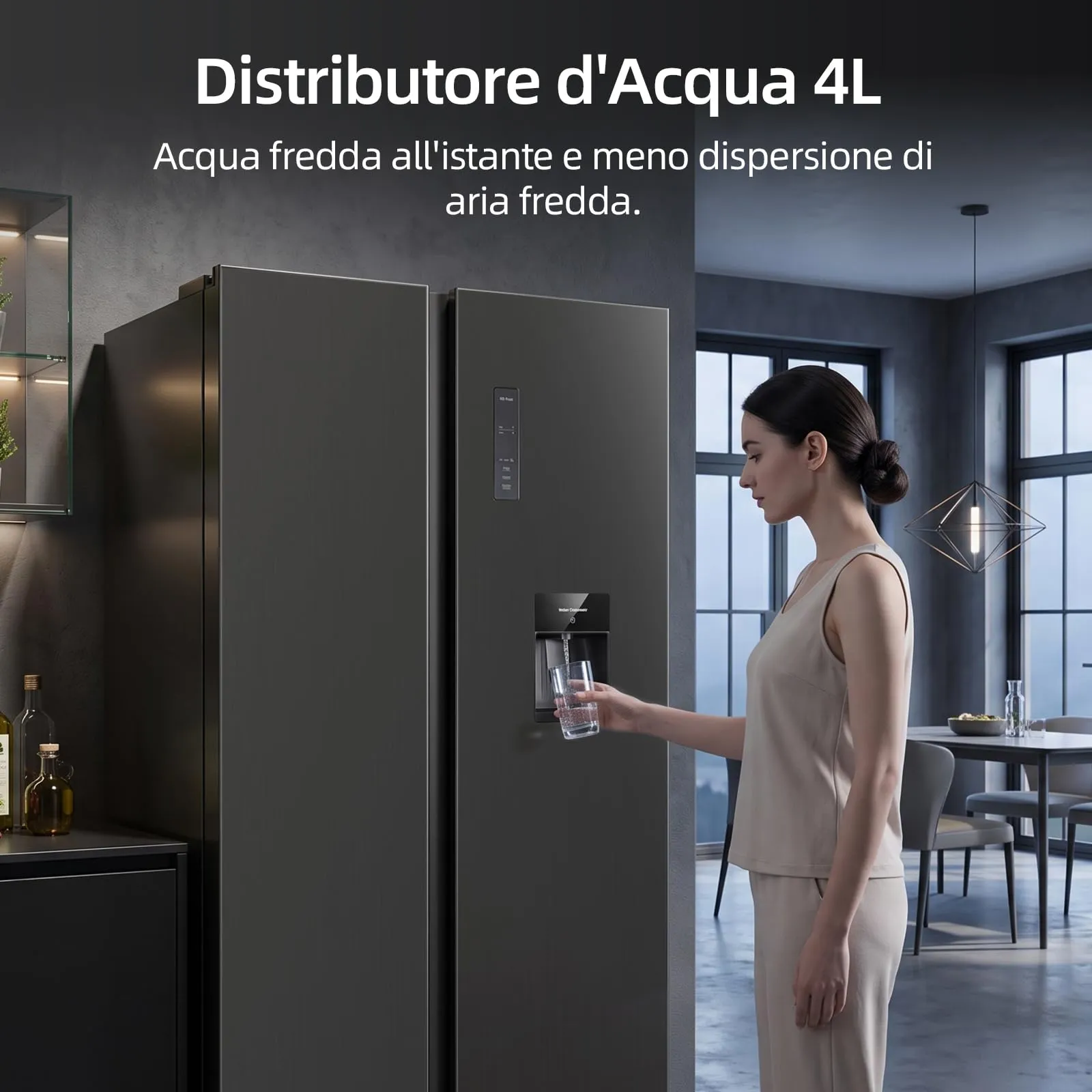 CHiQ Frigorifero Americano CSS530NGDE 525L No Frost con Distributore d'Acqua, Nero - immagine 8