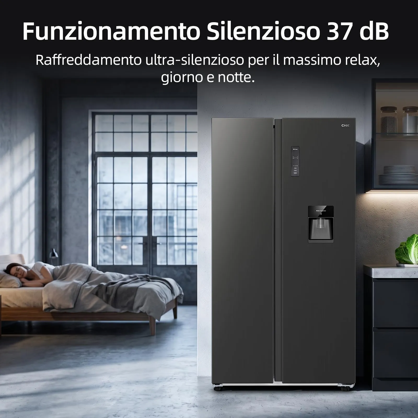 CHiQ Frigorifero Americano CSS530NGDE 525L No Frost con Distributore d'Acqua, Nero - immagine 10