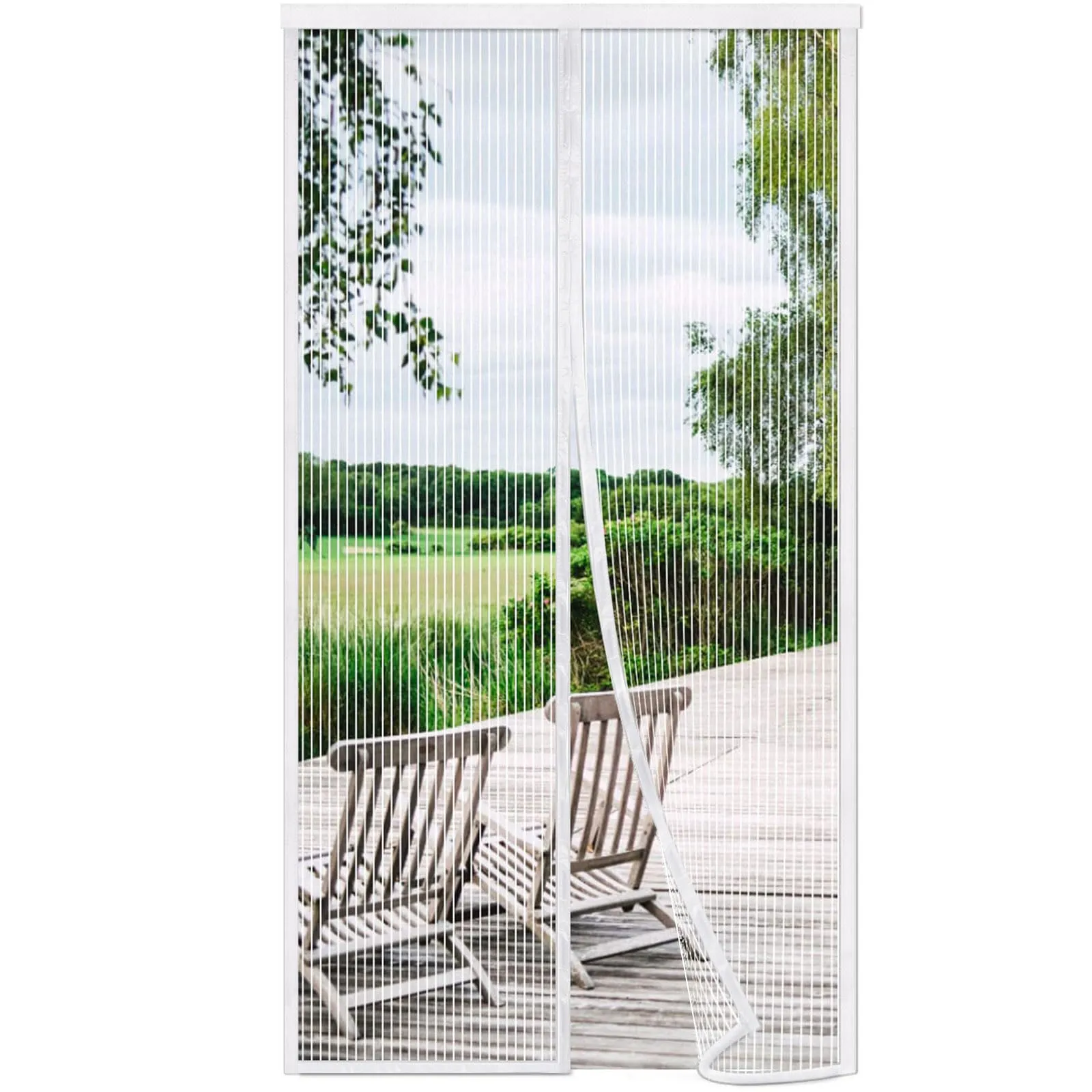 Risareyi Zanzariera Magnetica per Porte, 225x200cm, Bianco, Rete Fine - immagine 1