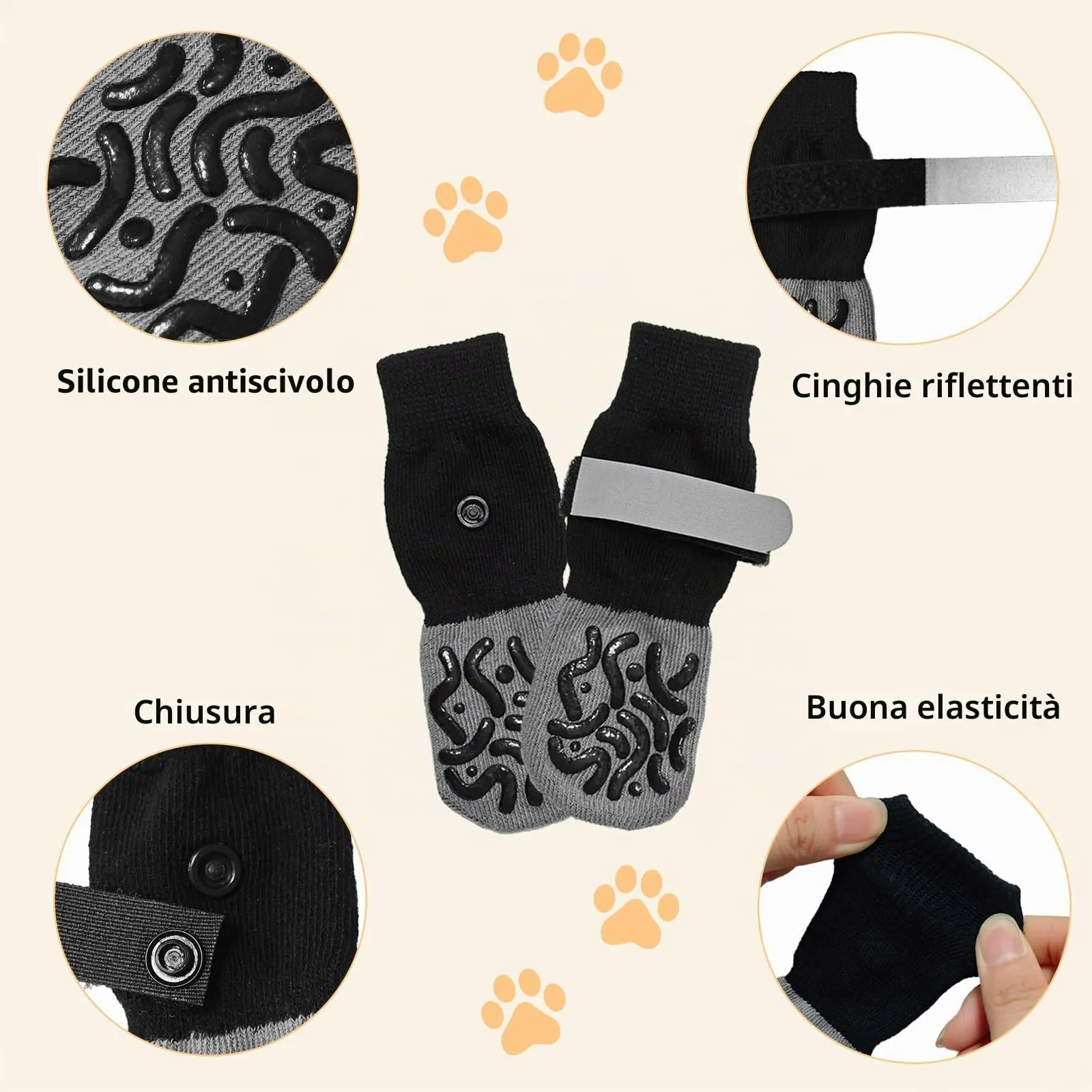 ZEMINRI Calzini Antiscivolo per Cani, 4 Paia (S) - immagine 3