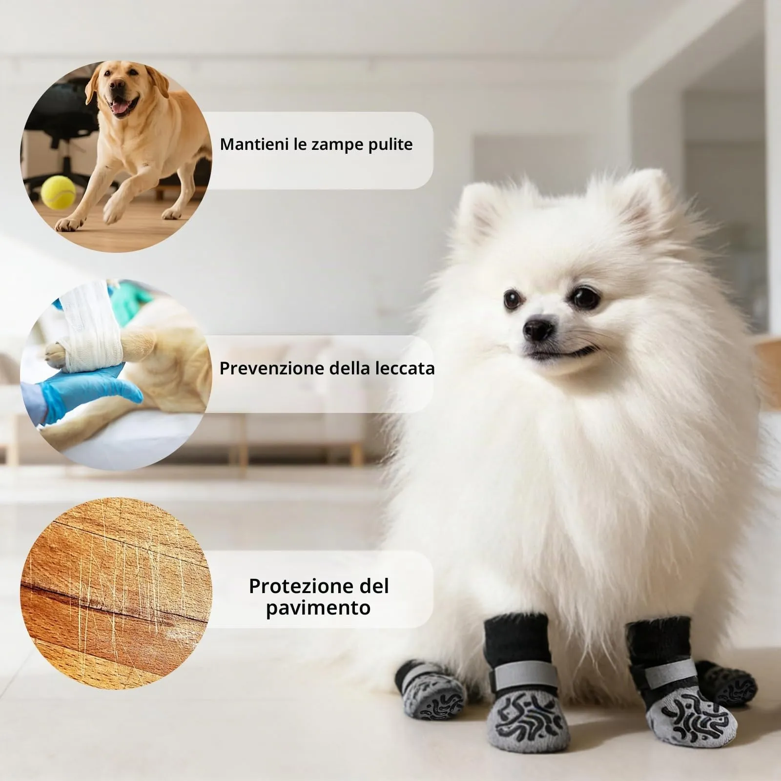 ZEMINRI Calzini Antiscivolo per Cani, 4 Paia (S) - immagine 4