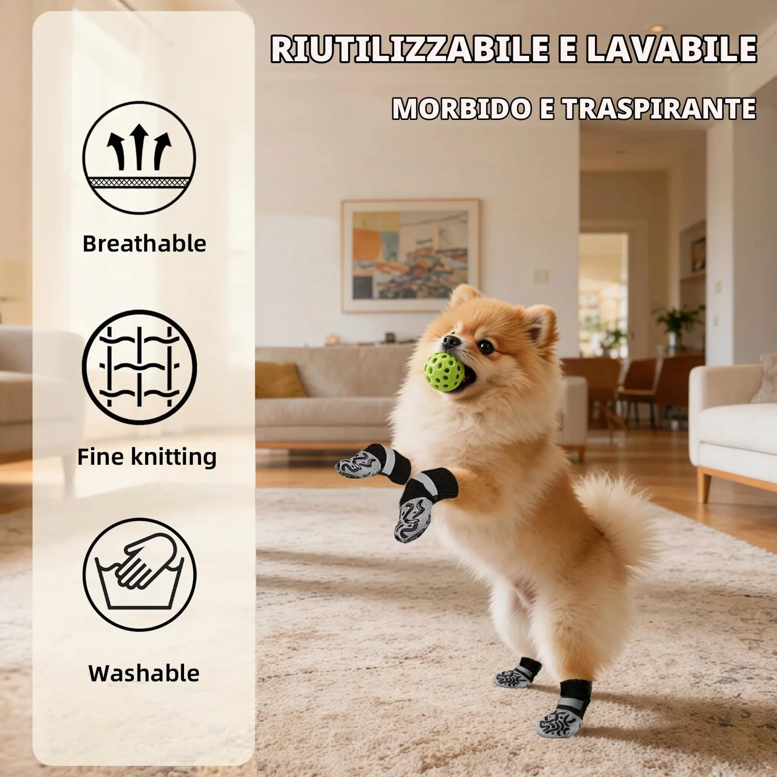 ZEMINRI Calzini Antiscivolo per Cani, 4 Paia (S) - immagine 6