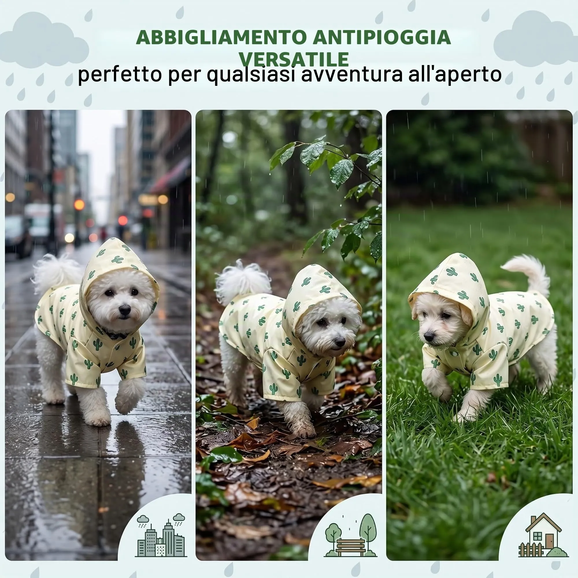 ZUWIJEQ Impermeabile per Cani con Cappuccio, Taglia XL (4-7kg) - immagine 5