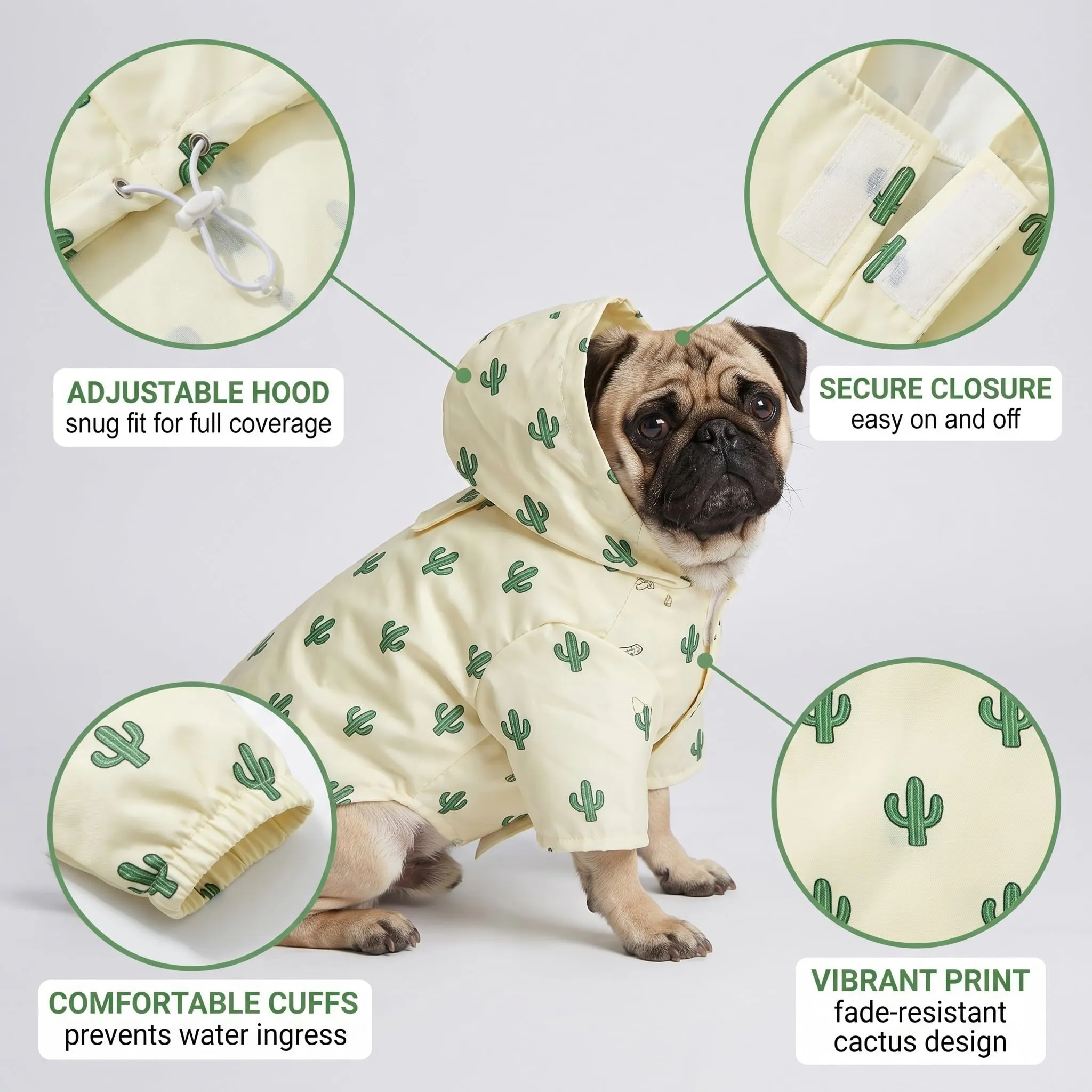ZUWIJEQ Impermeabile per Cani con Cappuccio, Taglia XL (4-7kg) - immagine 8