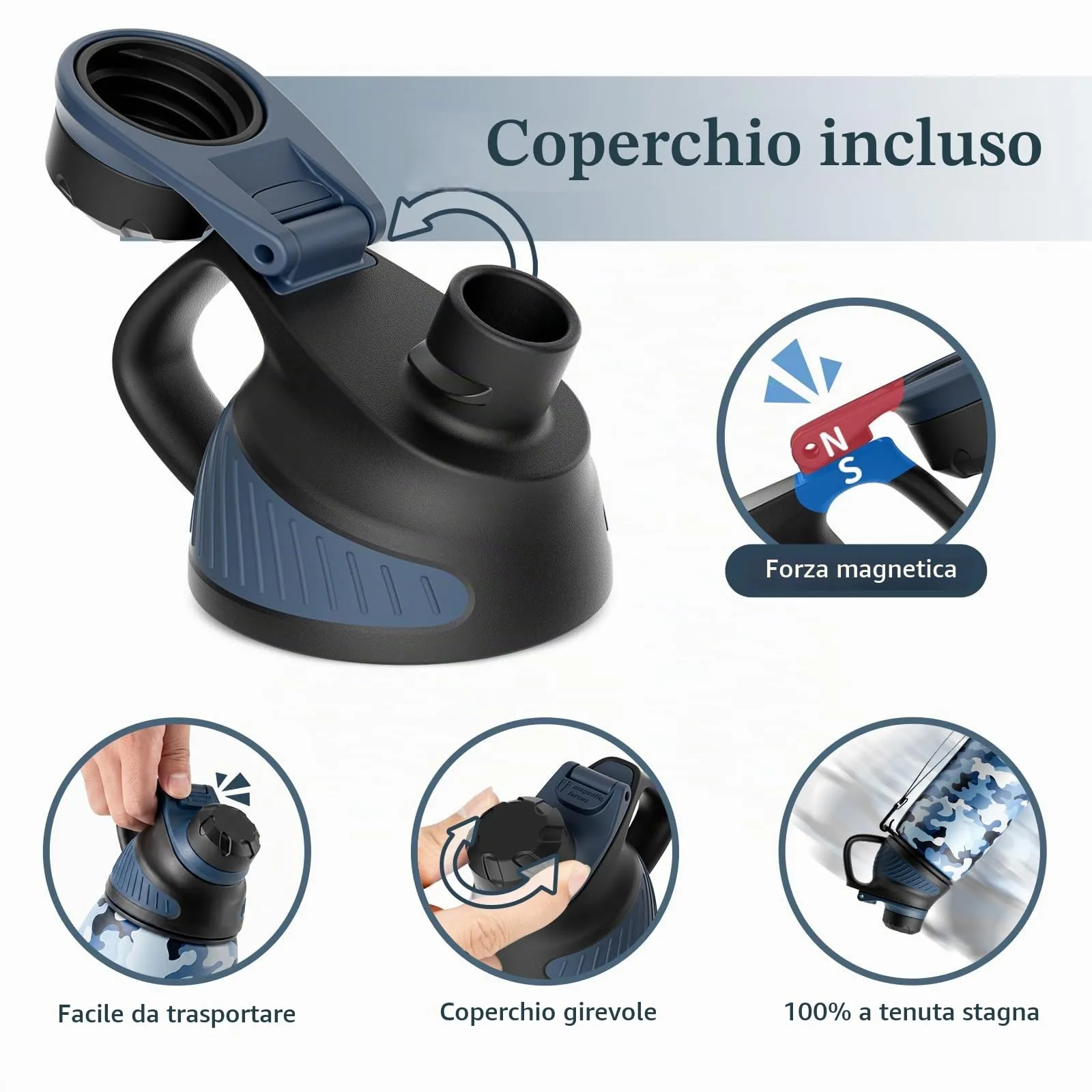 Fjbottle Borraccia Sportiva in Acciaio Inox, 1 L, con Coperchio Magnetico - immagine 2